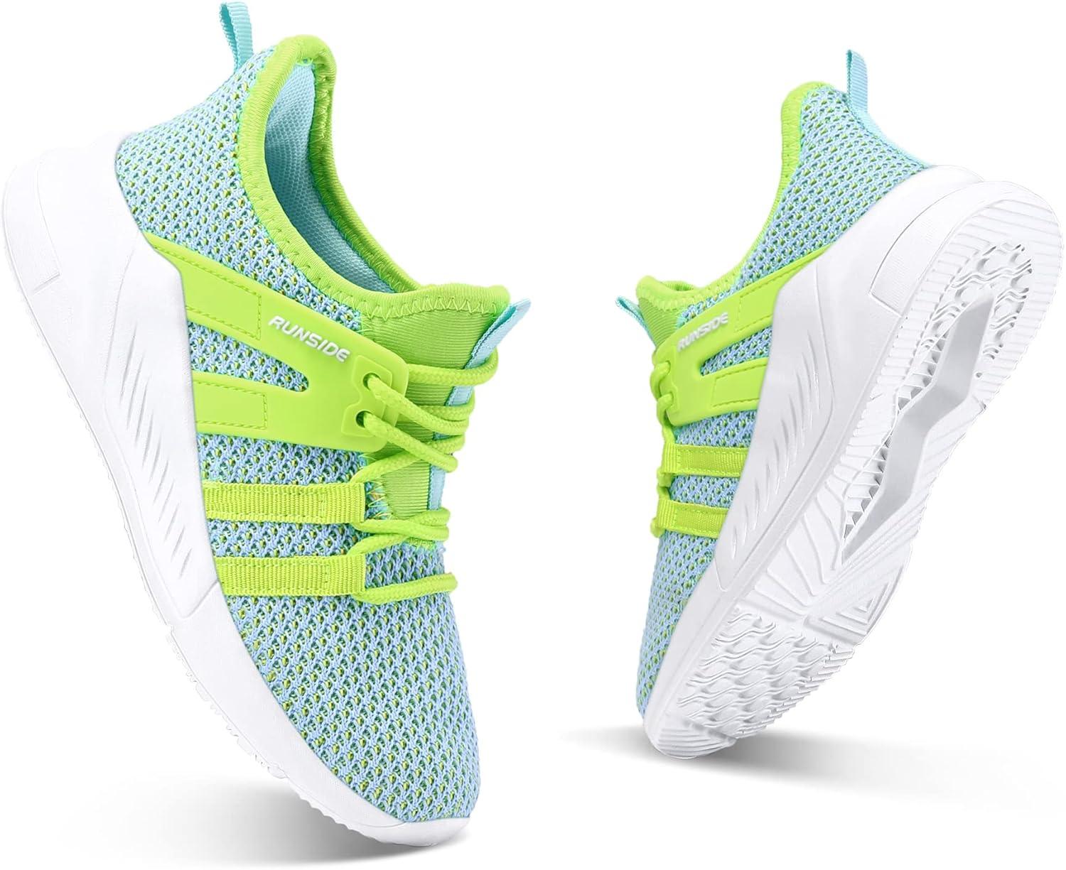 imageRUNSIDE Boys Girls Tennis Shoes Kids Lightweight Breathable Sneakers Laceup Running Athletic Shoes for ToddlerLittle KidBig KidLight Blue