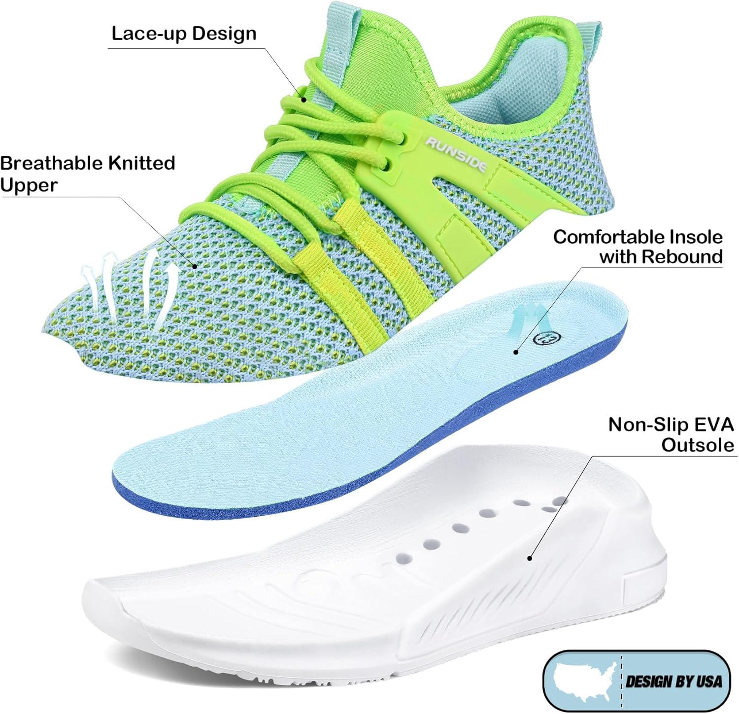 imageRUNSIDE Boys Girls Tennis Shoes Kids Lightweight Breathable Sneakers Laceup Running Athletic Shoes for ToddlerLittle KidBig KidLight Blue