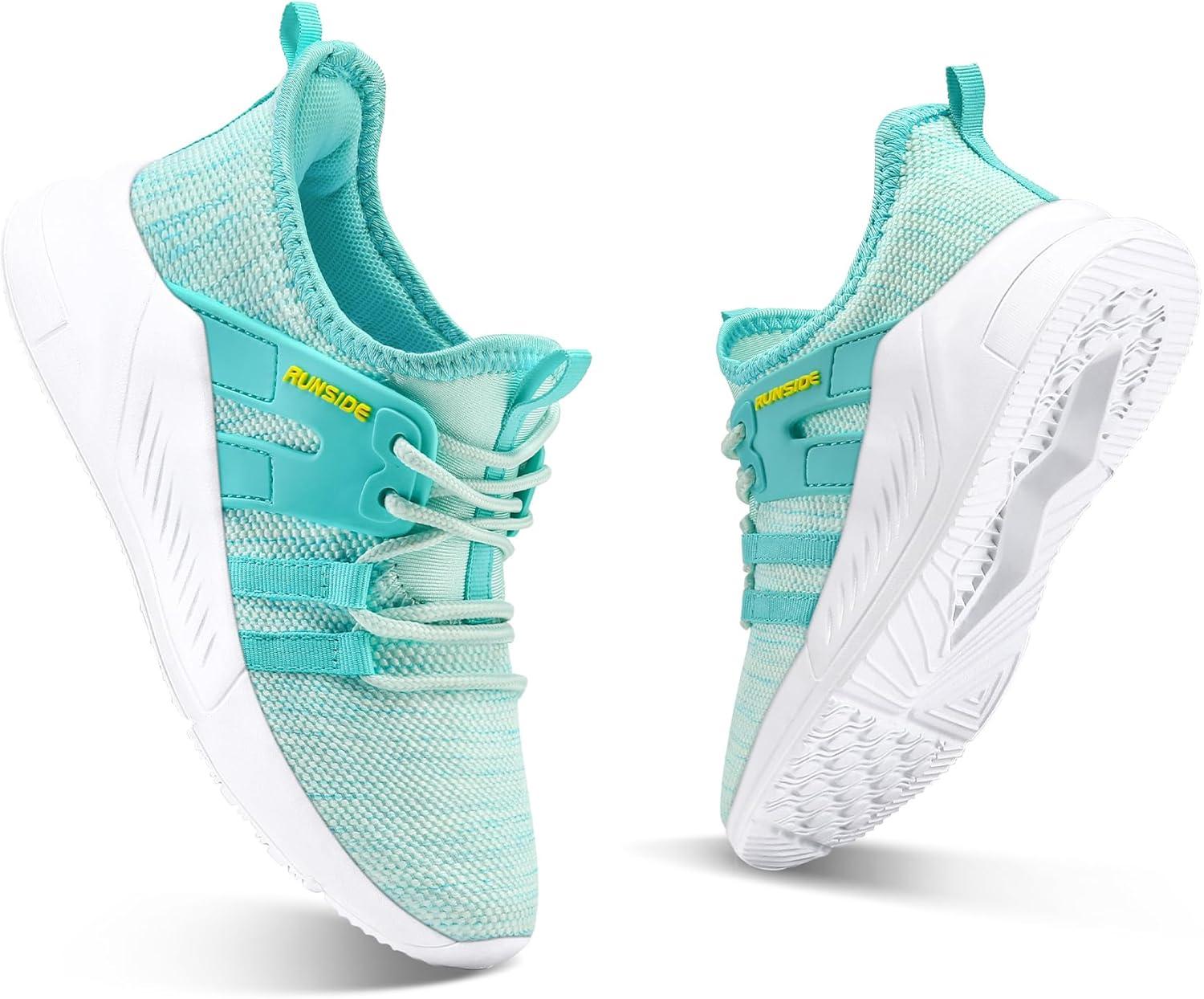 imageRUNSIDE Boys Girls Tennis Shoes Kids Lightweight Breathable Sneakers Laceup Running Athletic Shoes for ToddlerLittle KidBig KidLight Grass Green