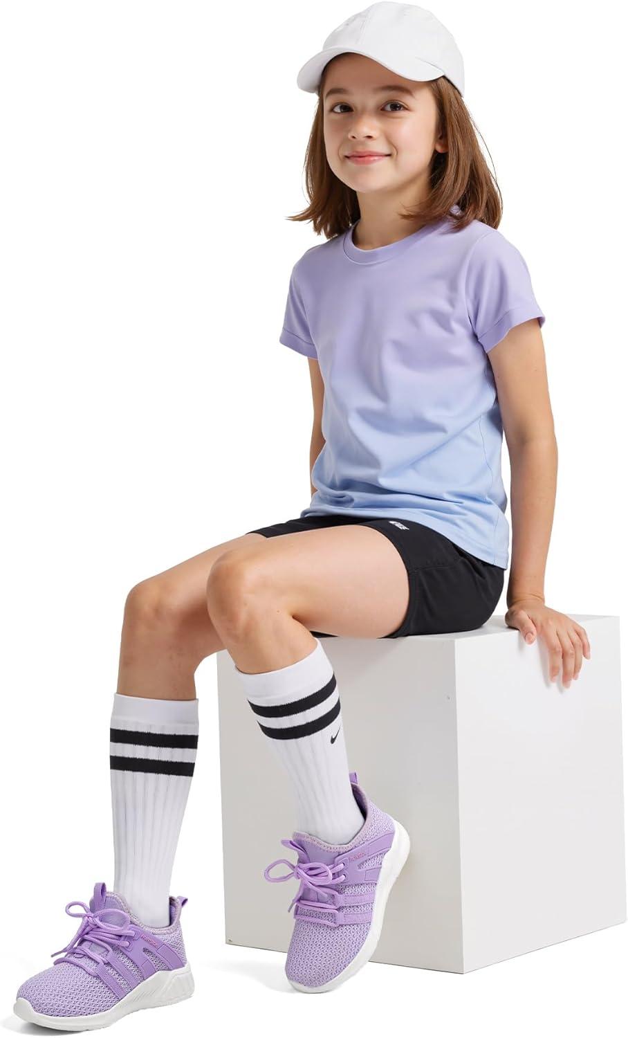 imageRUNSIDE Boys Girls Tennis Shoes Kids Lightweight Breathable Sneakers Laceup Running Athletic Shoes for ToddlerLittle KidBig KidLight Purple