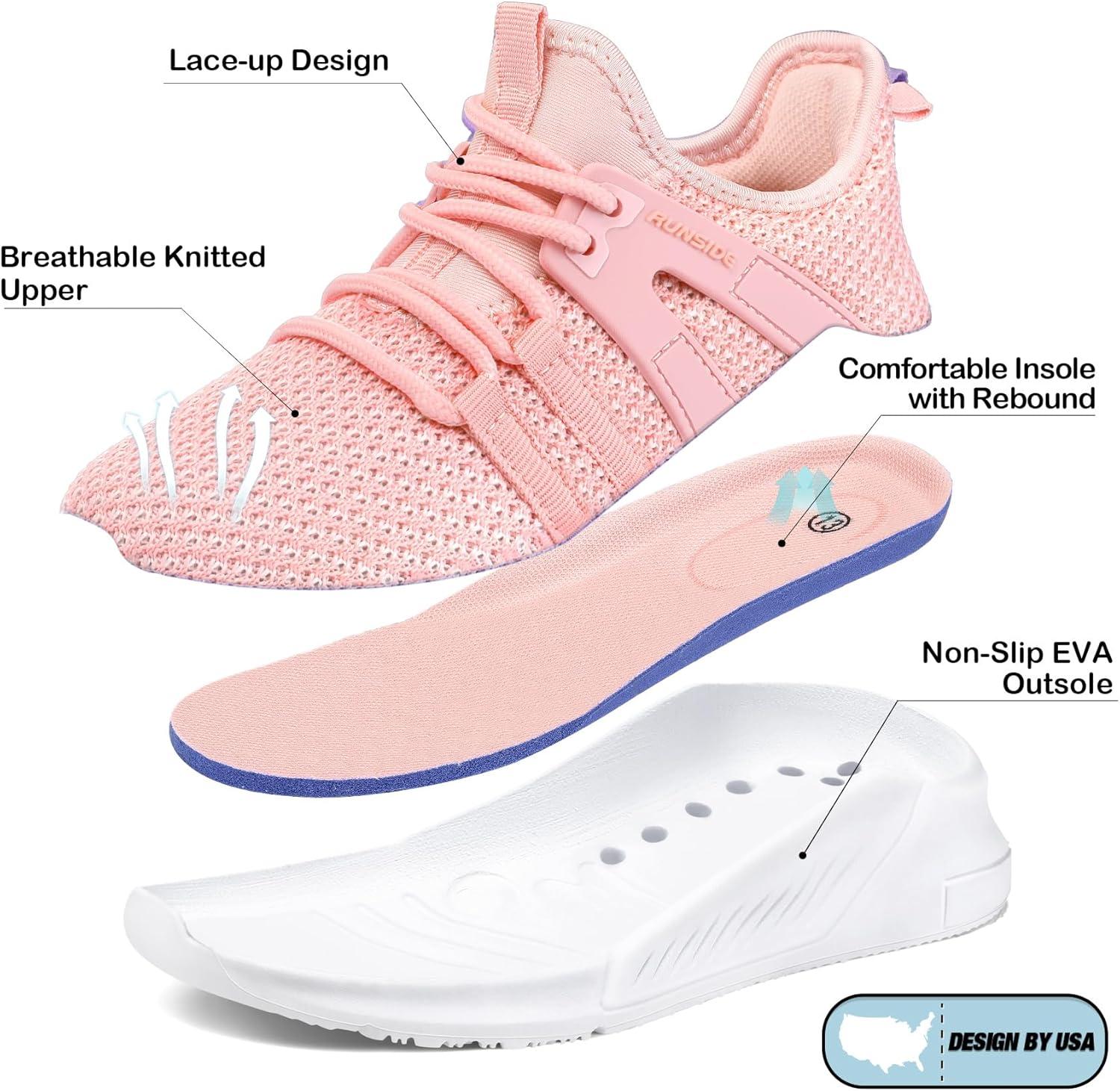imageRUNSIDE Boys Girls Tennis Shoes Kids Lightweight Breathable Sneakers Laceup Running Athletic Shoes for ToddlerLittle KidBig KidPink