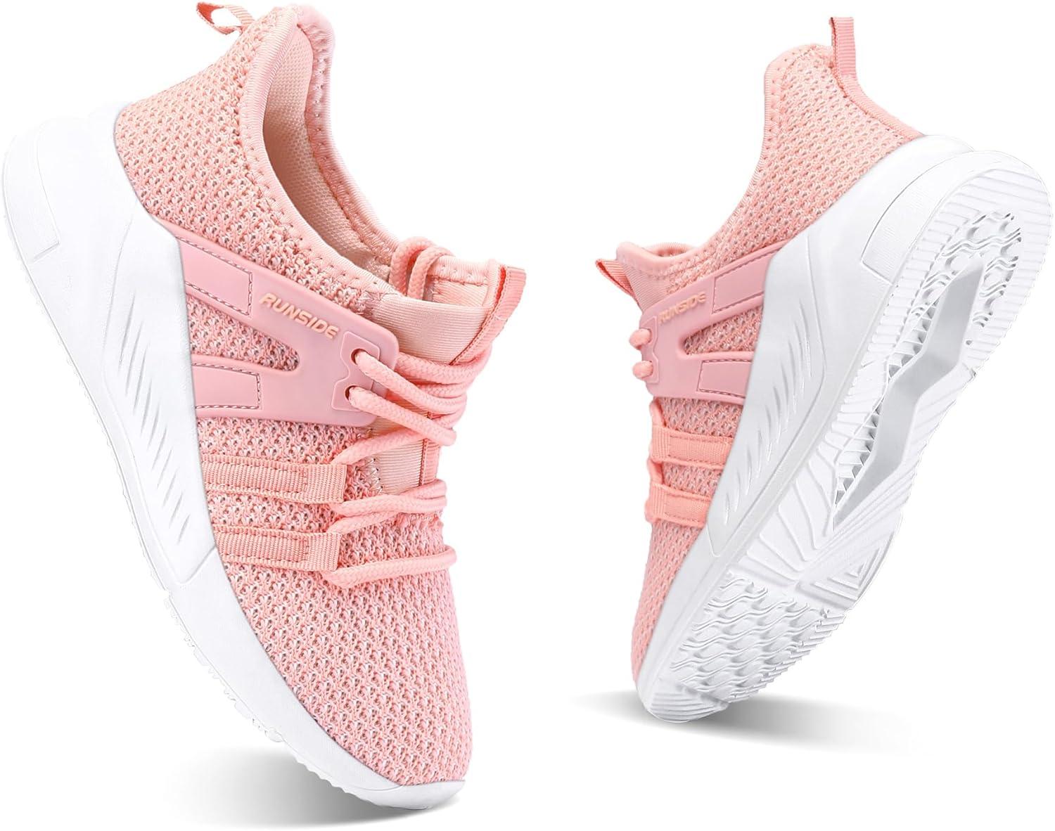 imageRUNSIDE Boys Girls Tennis Shoes Kids Lightweight Breathable Sneakers Laceup Running Athletic Shoes for ToddlerLittle KidBig KidPink
