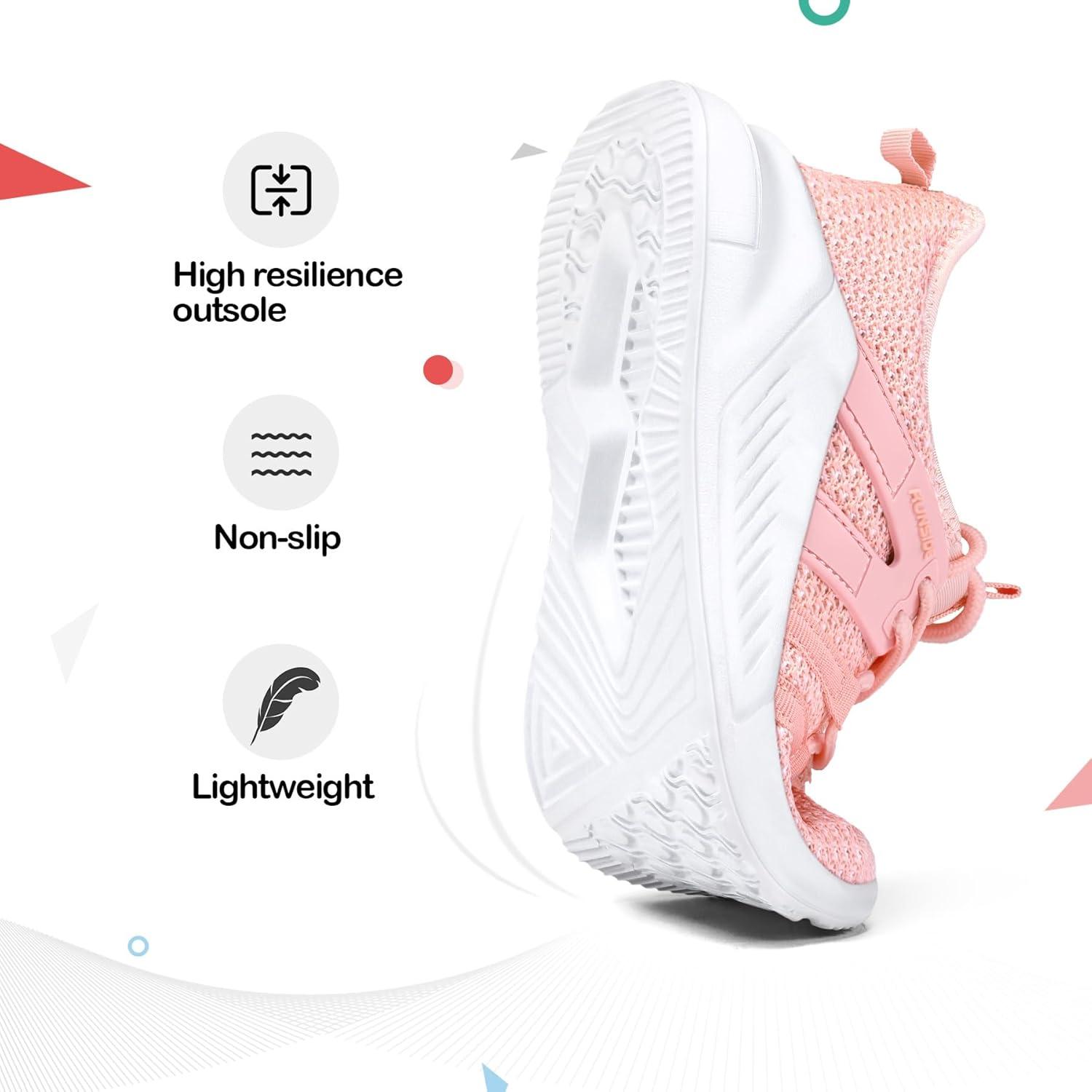 imageRUNSIDE Boys Girls Tennis Shoes Kids Lightweight Breathable Sneakers Laceup Running Athletic Shoes for ToddlerLittle KidBig KidPink