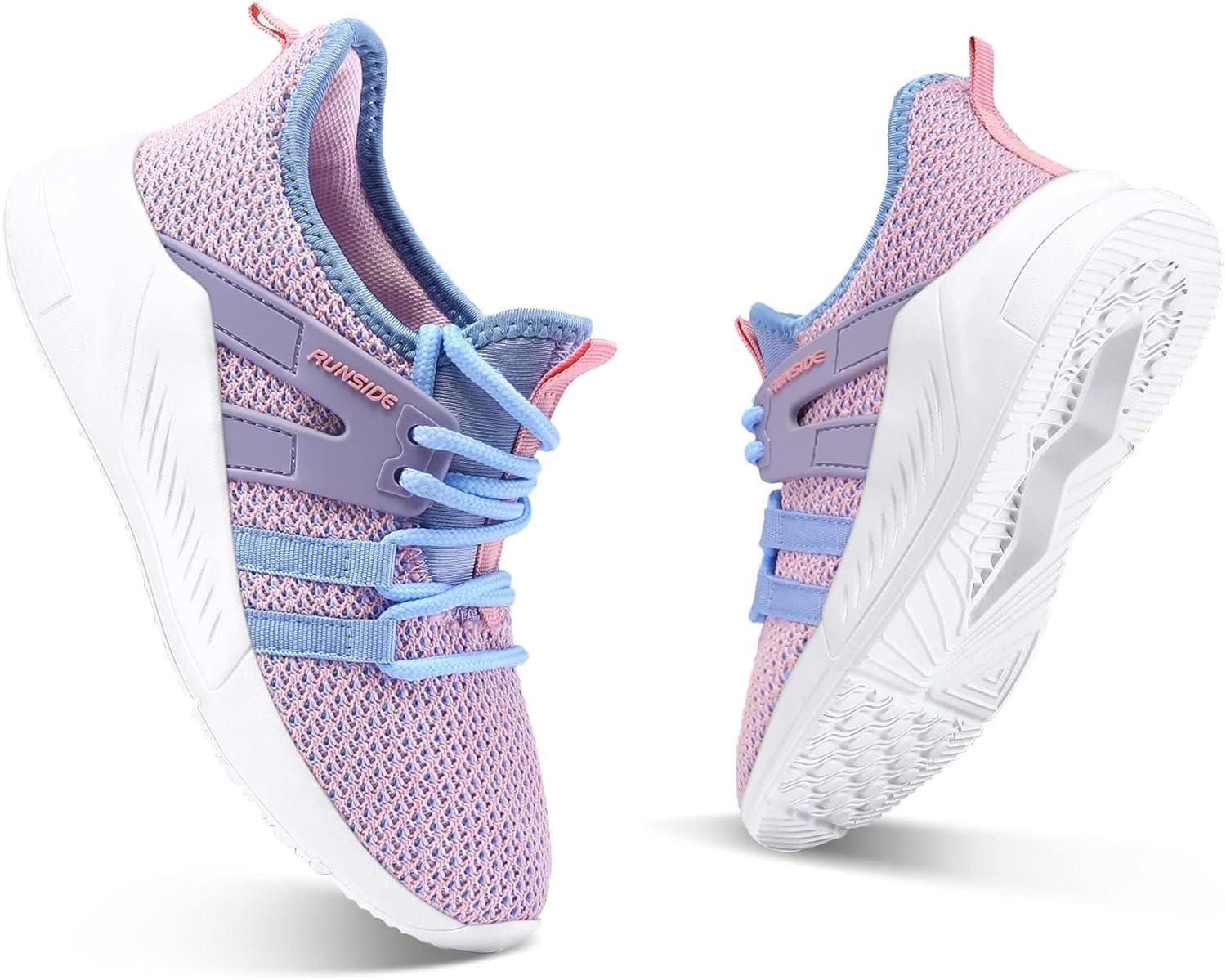 imageRUNSIDE Boys Girls Tennis Shoes Kids Lightweight Breathable Sneakers Laceup Running Athletic Shoes for ToddlerLittle KidBig KidPurple