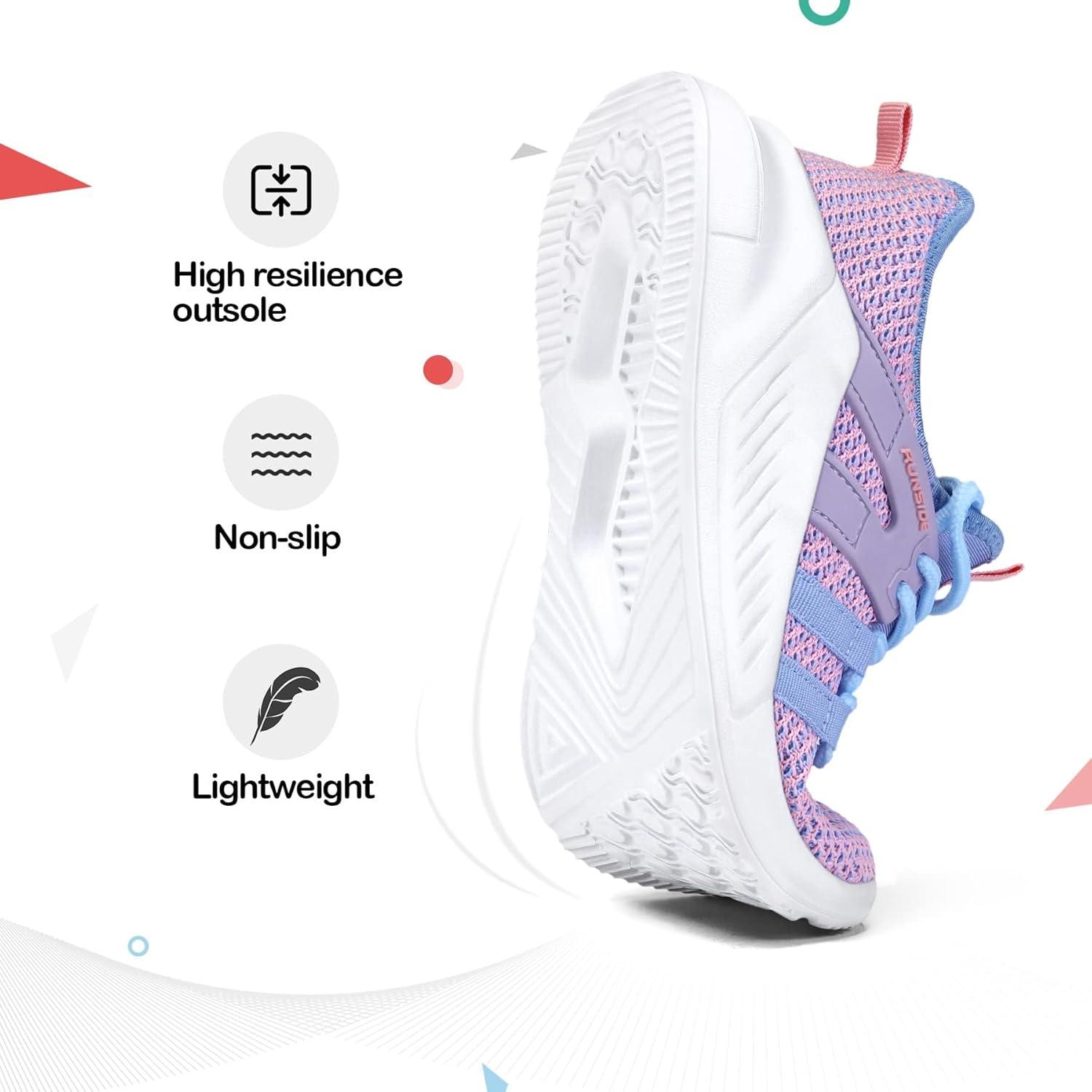 imageRUNSIDE Boys Girls Tennis Shoes Kids Lightweight Breathable Sneakers Laceup Running Athletic Shoes for ToddlerLittle KidBig KidPurple