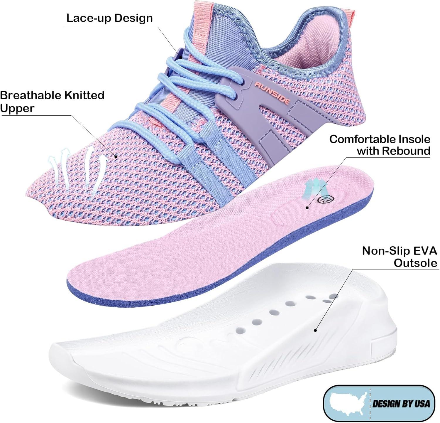 imageRUNSIDE Boys Girls Tennis Shoes Kids Lightweight Breathable Sneakers Laceup Running Athletic Shoes for ToddlerLittle KidBig KidPurple