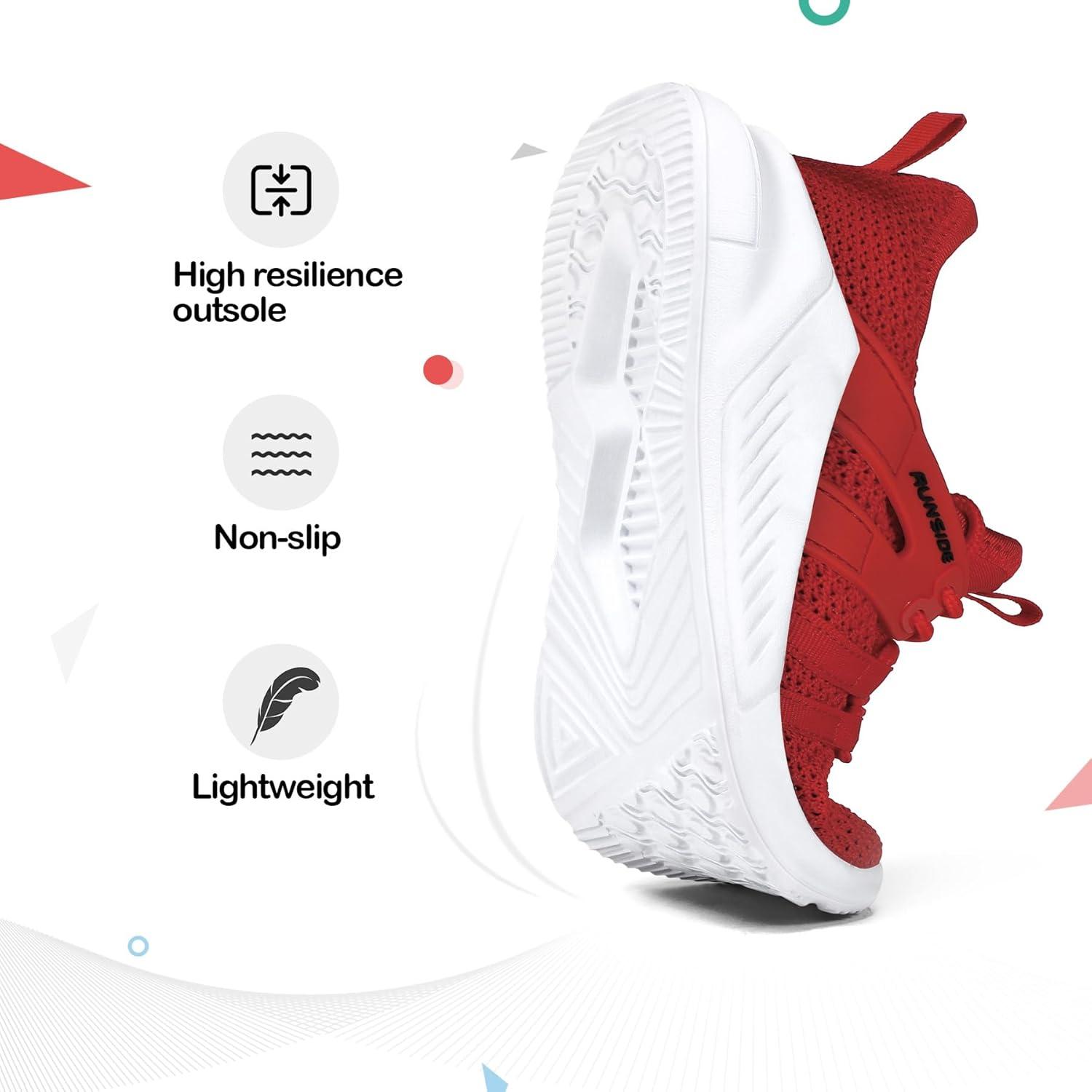 imageRUNSIDE Boys Girls Tennis Shoes Kids Lightweight Breathable Sneakers Laceup Running Athletic Shoes for ToddlerLittle KidBig KidRed