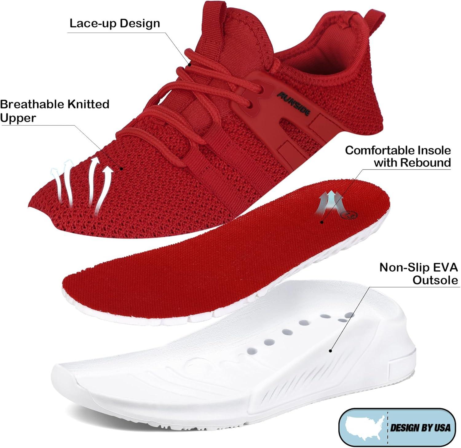 imageRUNSIDE Boys Girls Tennis Shoes Kids Lightweight Breathable Sneakers Laceup Running Athletic Shoes for ToddlerLittle KidBig KidRed