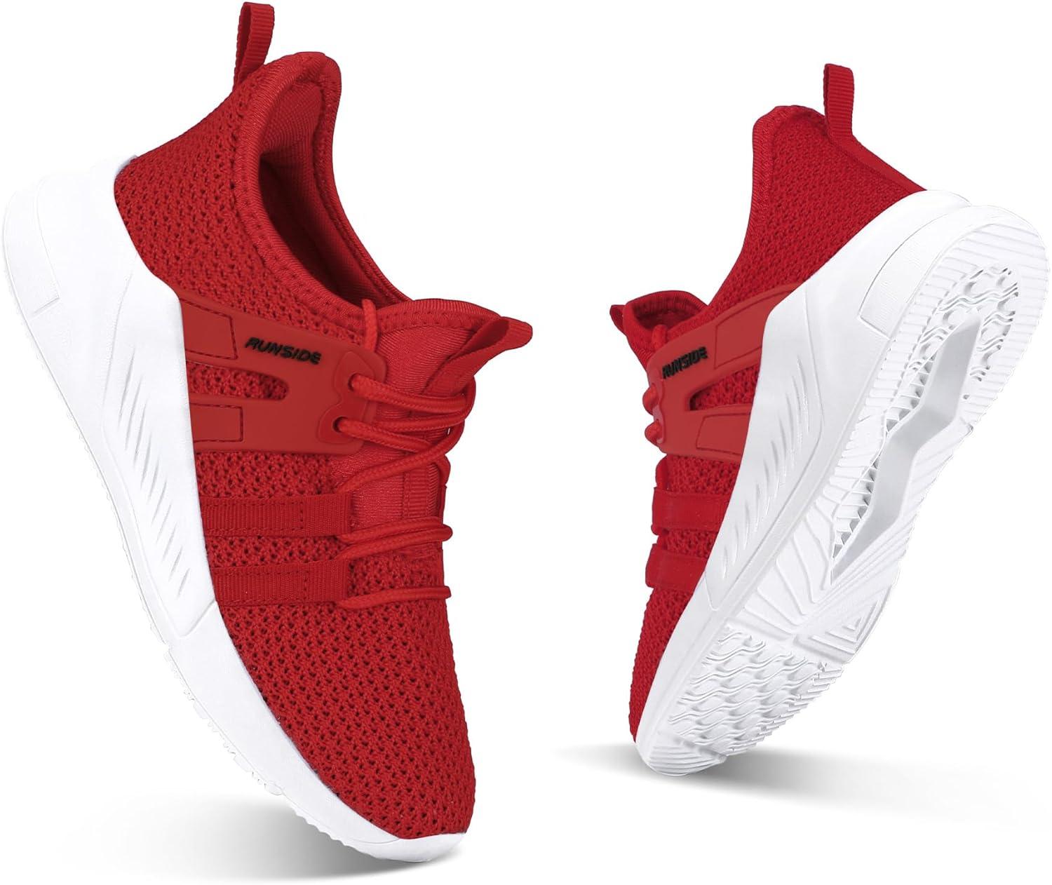 imageRUNSIDE Boys Girls Tennis Shoes Kids Lightweight Breathable Sneakers Laceup Running Athletic Shoes for ToddlerLittle KidBig KidRed
