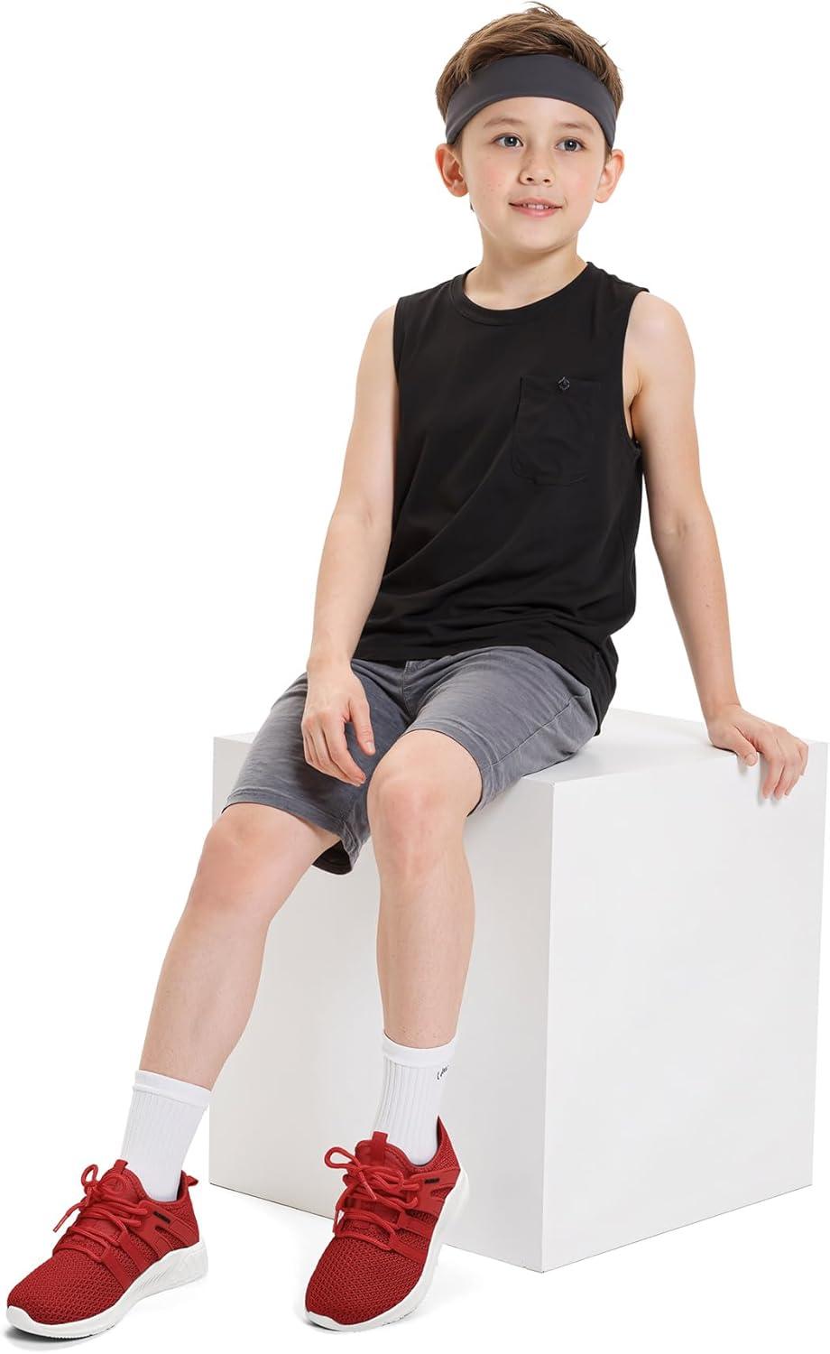 imageRUNSIDE Boys Girls Tennis Shoes Kids Lightweight Breathable Sneakers Laceup Running Athletic Shoes for ToddlerLittle KidBig KidRed