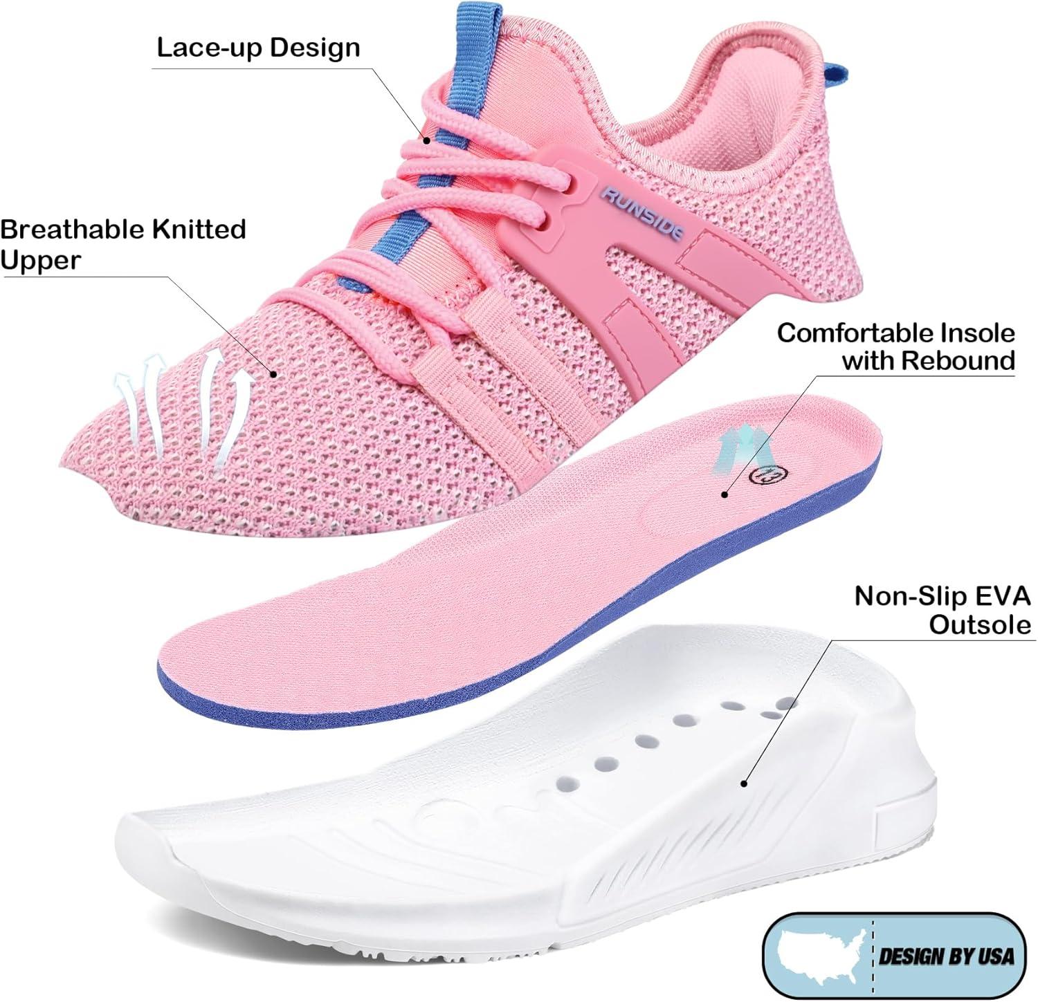 imageRUNSIDE Boys Girls Tennis Shoes Kids Lightweight Breathable Sneakers Laceup Running Athletic Shoes for ToddlerLittle KidBig KidRose