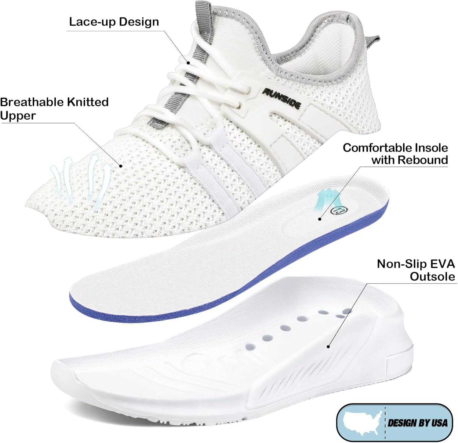 imageRUNSIDE Boys Girls Tennis Shoes Kids Lightweight Breathable Sneakers Laceup Running Athletic Shoes for ToddlerLittle KidBig KidWhite