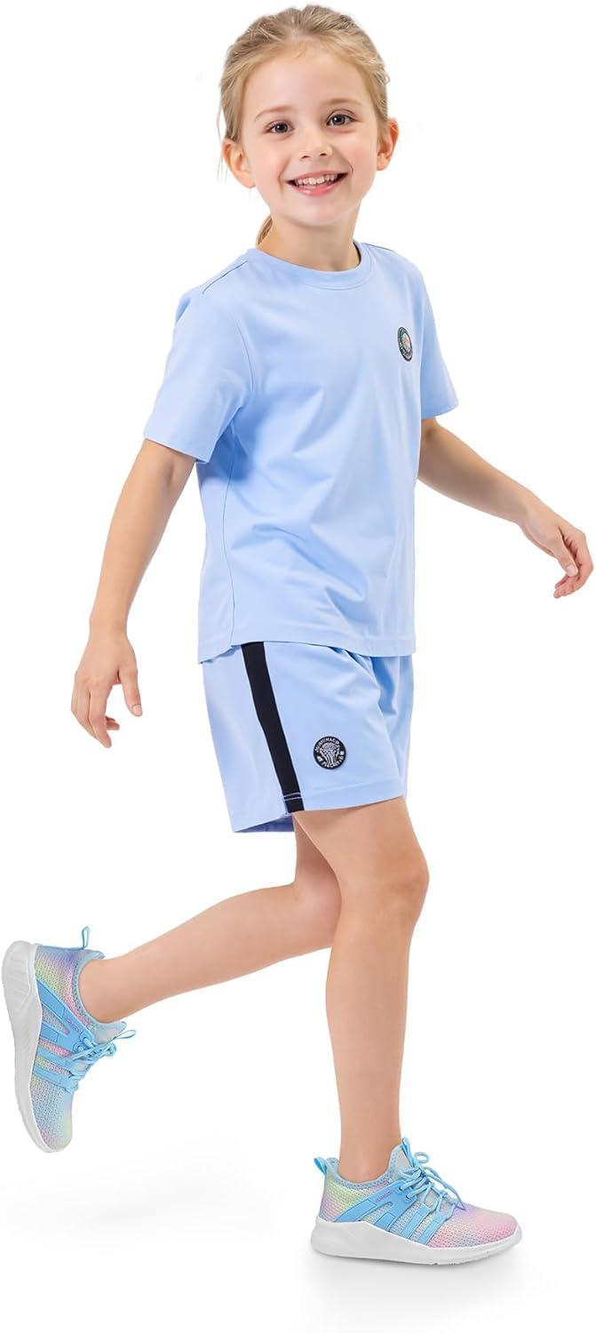 imageRUNSIDE Girls Tennis Shoes Lightweight Sports Kids Sneakers Laceup for RunningWalking ToddlerLittle KidBig KidGradient Blue