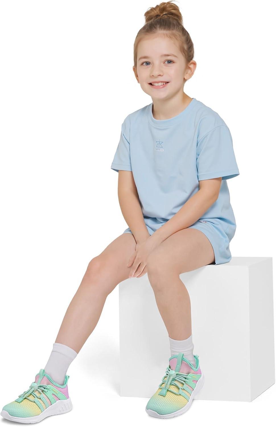 imageRUNSIDE Girls Tennis Shoes Lightweight Sports Kids Sneakers Laceup for RunningWalking ToddlerLittle KidBig KidGradient Yellow