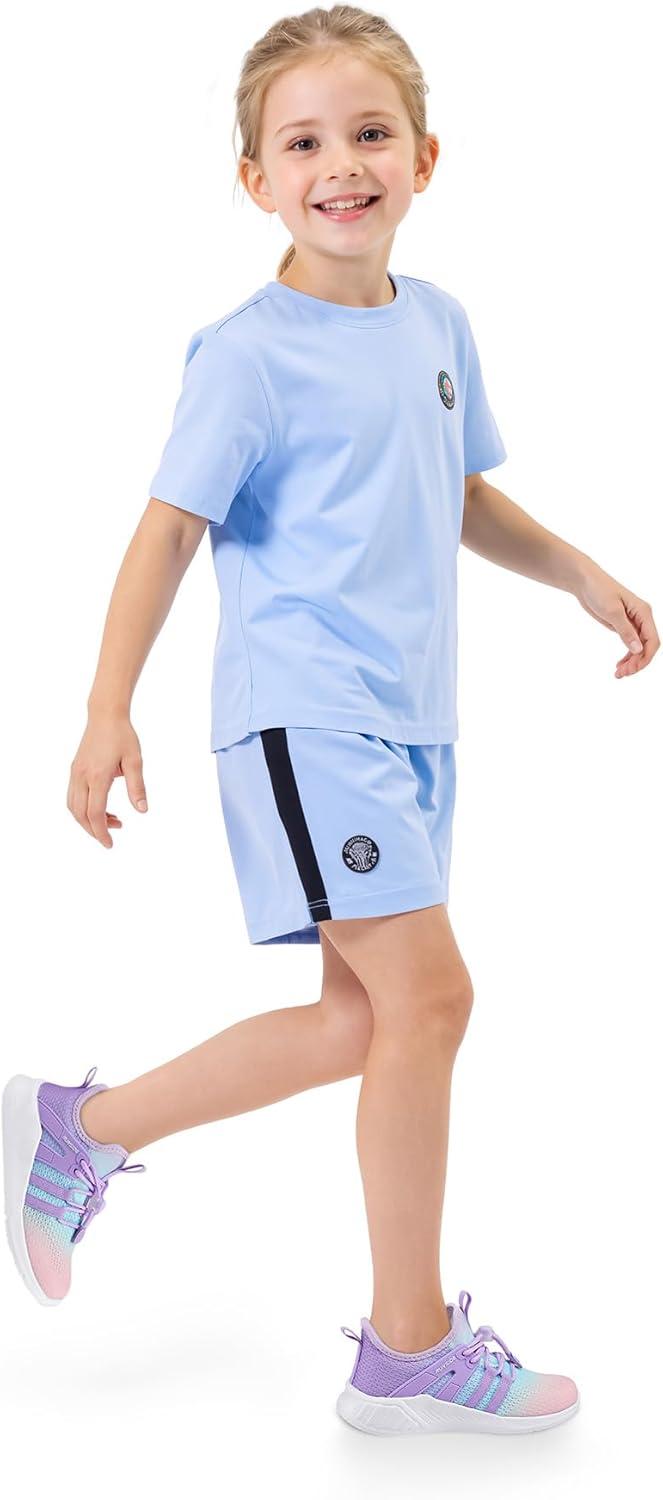 imageRUNSIDE Girls Tennis Shoes Lightweight Sports Kids Sneakers Laceup for RunningWalking ToddlerLittle KidBig KidPink Purple