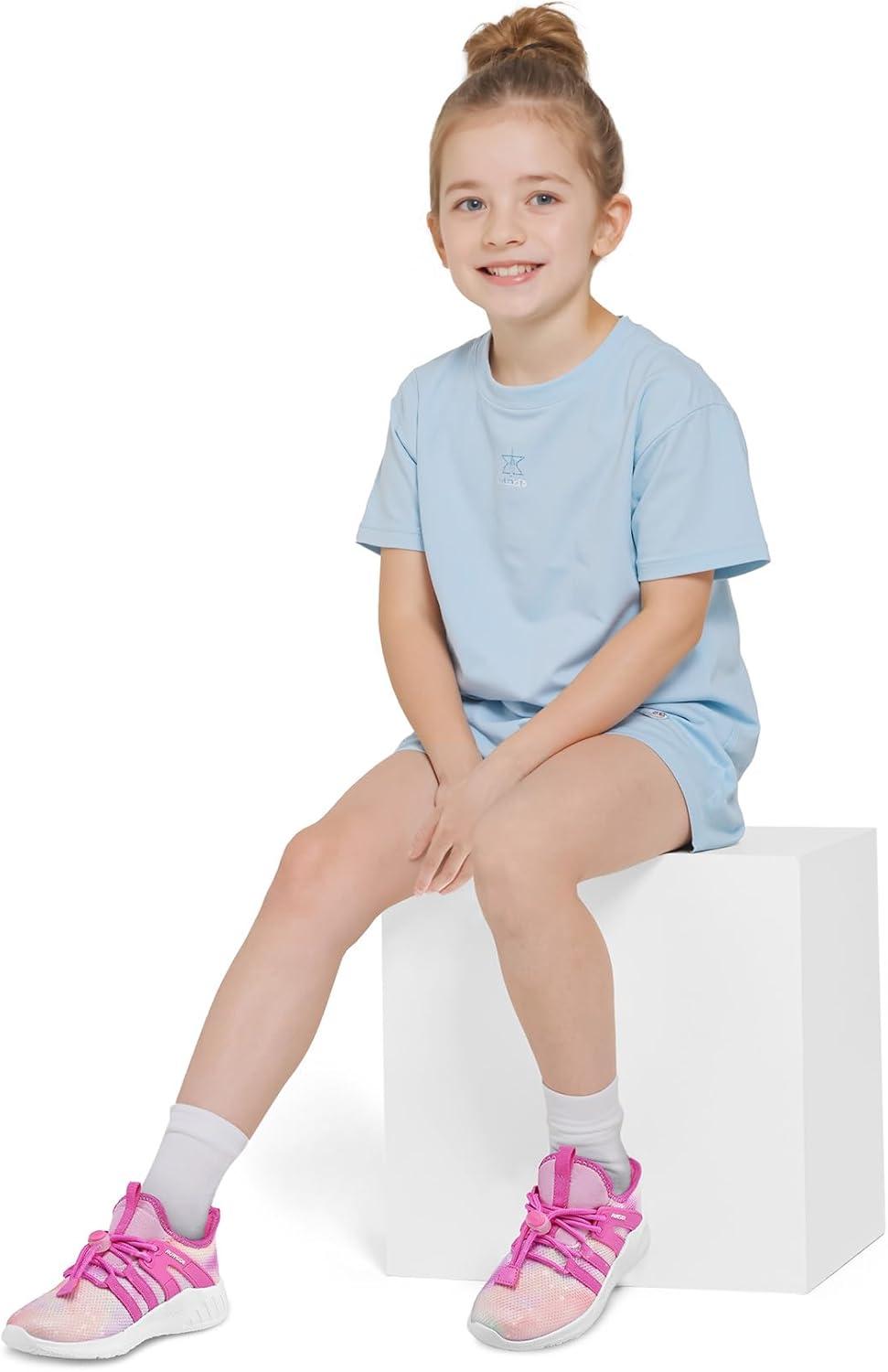 imageRUNSIDE Girls Tennis Shoes Lightweight Sports Kids Sneakers Laceup for RunningWalking ToddlerLittle KidBig KidRose