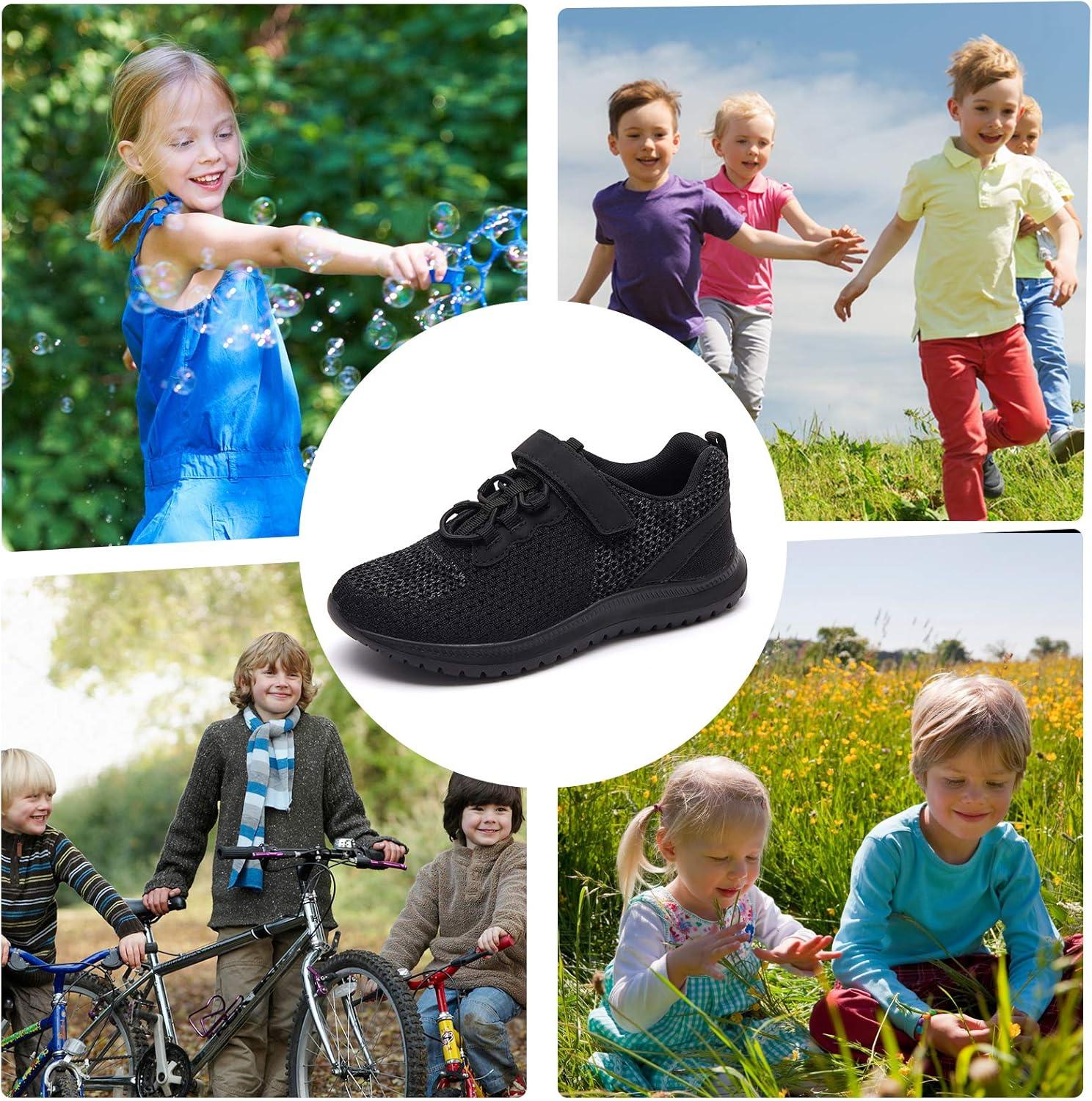 imageRUNSIDE Kids Shoes Boys Girls Sneakers Lightweight Athletic WalkingRunning Tennis ShoesToddlerLittle KidBig KidAblack