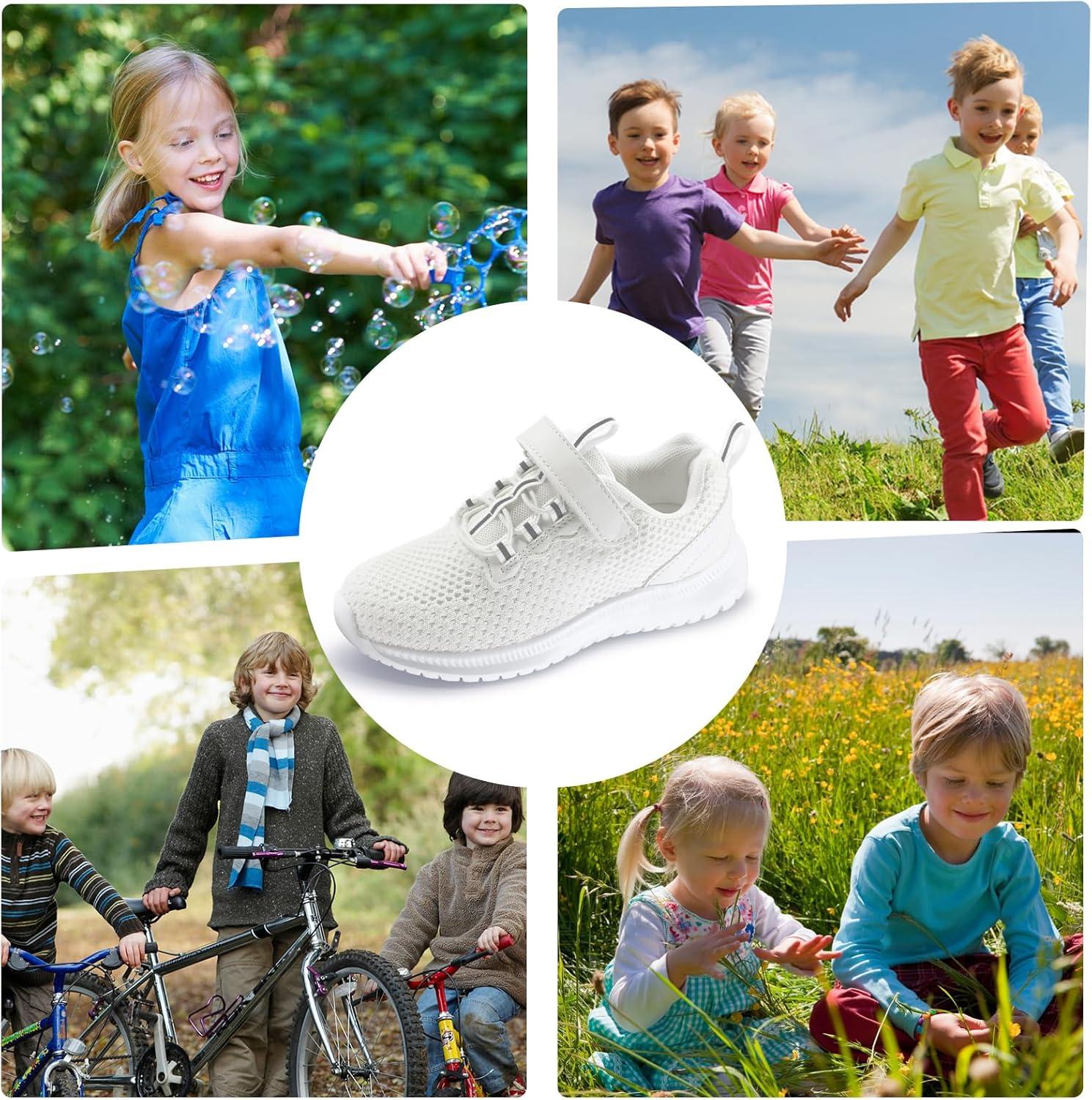 imageRUNSIDE Kids Shoes Boys Girls Sneakers Lightweight Athletic WalkingRunning Tennis ShoesToddlerLittle KidBig KidWhite