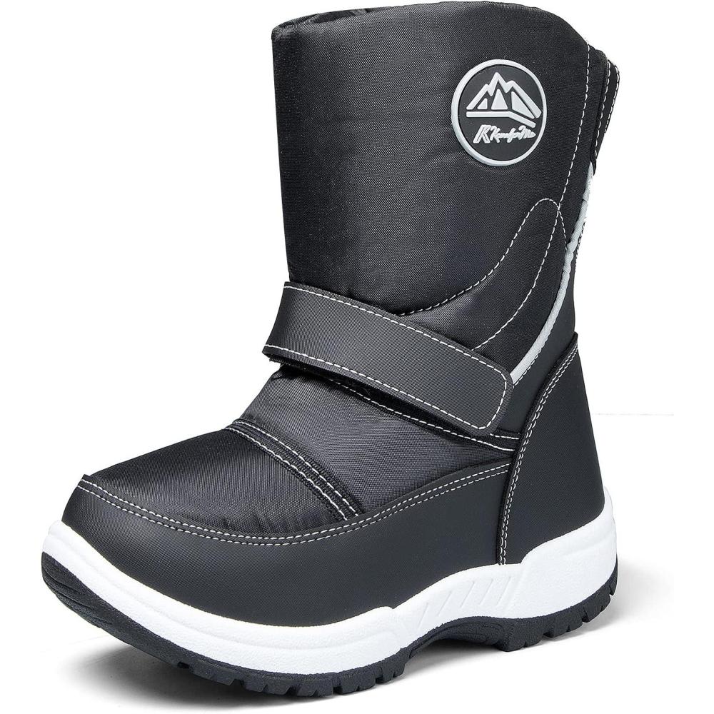 imageK KomForme Boys Girls Snow Boots Waterproof Winter Outdoor BootsToddlerLittle KidBig KidBlack