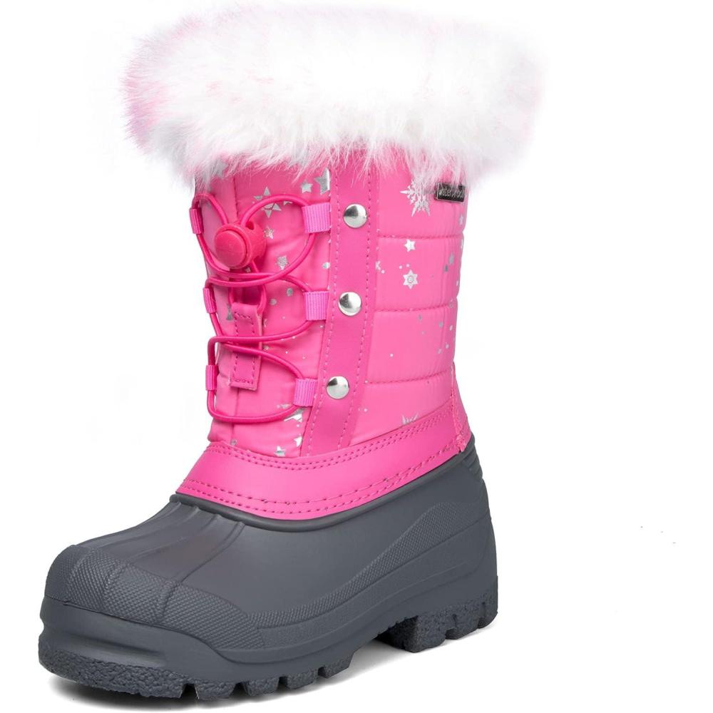 imageK KomForme Boys ampamp Girls Snow Boots Insulated Fur Lined Warm AntiSlip Waterproof Winter Boot ToddlerLittle KidBig KidPink