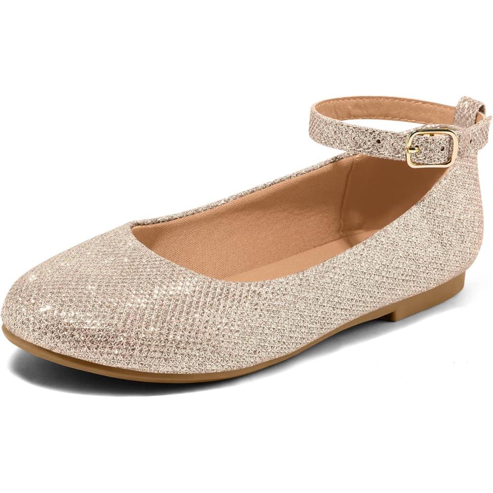 imageK KomForme Girls Ballerina Flat Ankle Strap Dress Ballet Flat ShoesToddlerLittle KidBig KidGolden Glitter