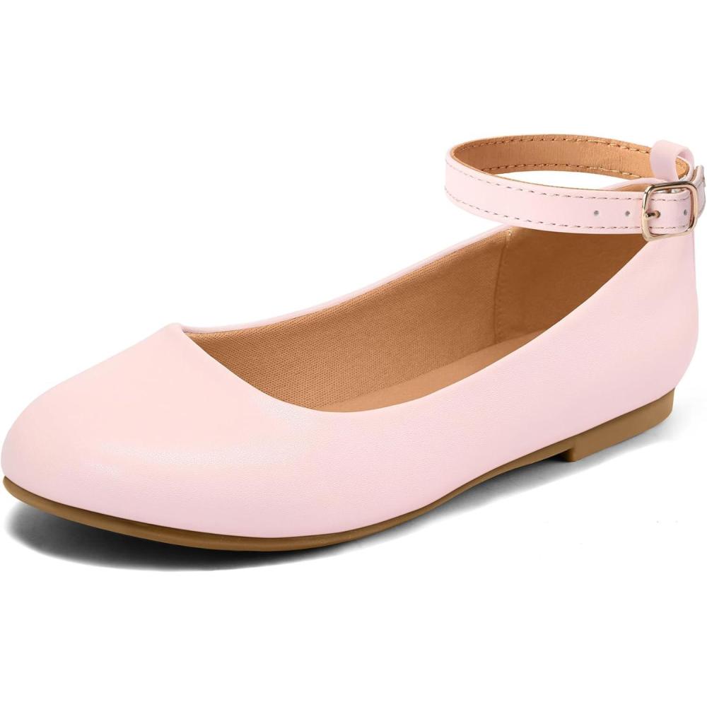 imageK KomForme Girls Ballerina Flat Ankle Strap Dress Ballet Flat ShoesToddlerLittle KidBig KidPink Pu