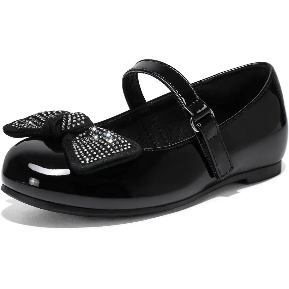 imageK KomForme Girls Ballet Flats NonSlip Soft Mary Jane Walking Party Dress Shoes for ToddlerLittle KidBig KidBlack Patent