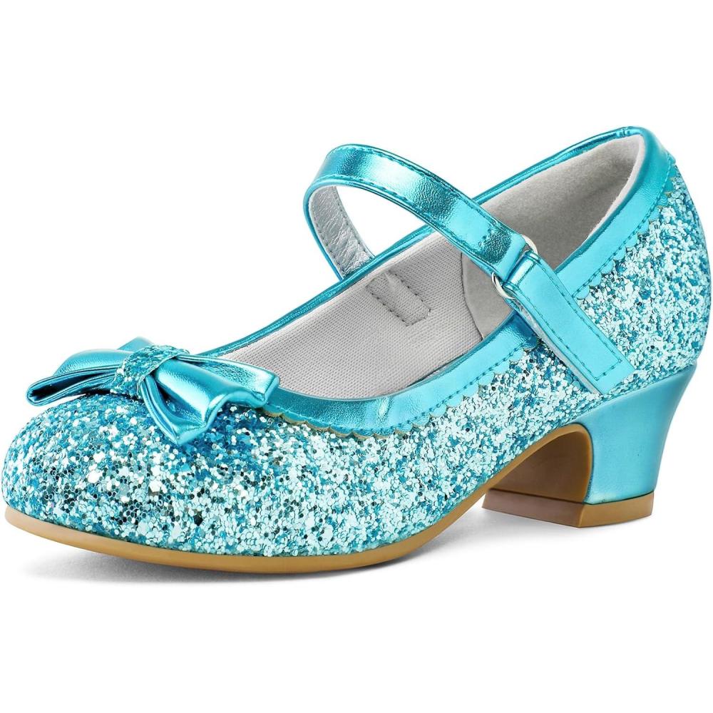 imageK KomForme Girls Dress Shoes Mary Jane Glitter 15 in Low Heel Wedding Party Princess Shoes for ToddlerLittleBig KidsBlue