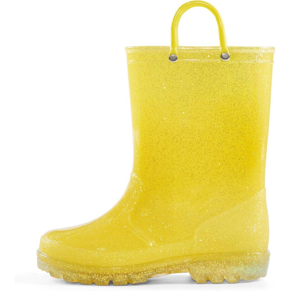 imageK KomForme Girls Rain BootsKids Glitter Waterproof Boots with Easyon HandlesYellow