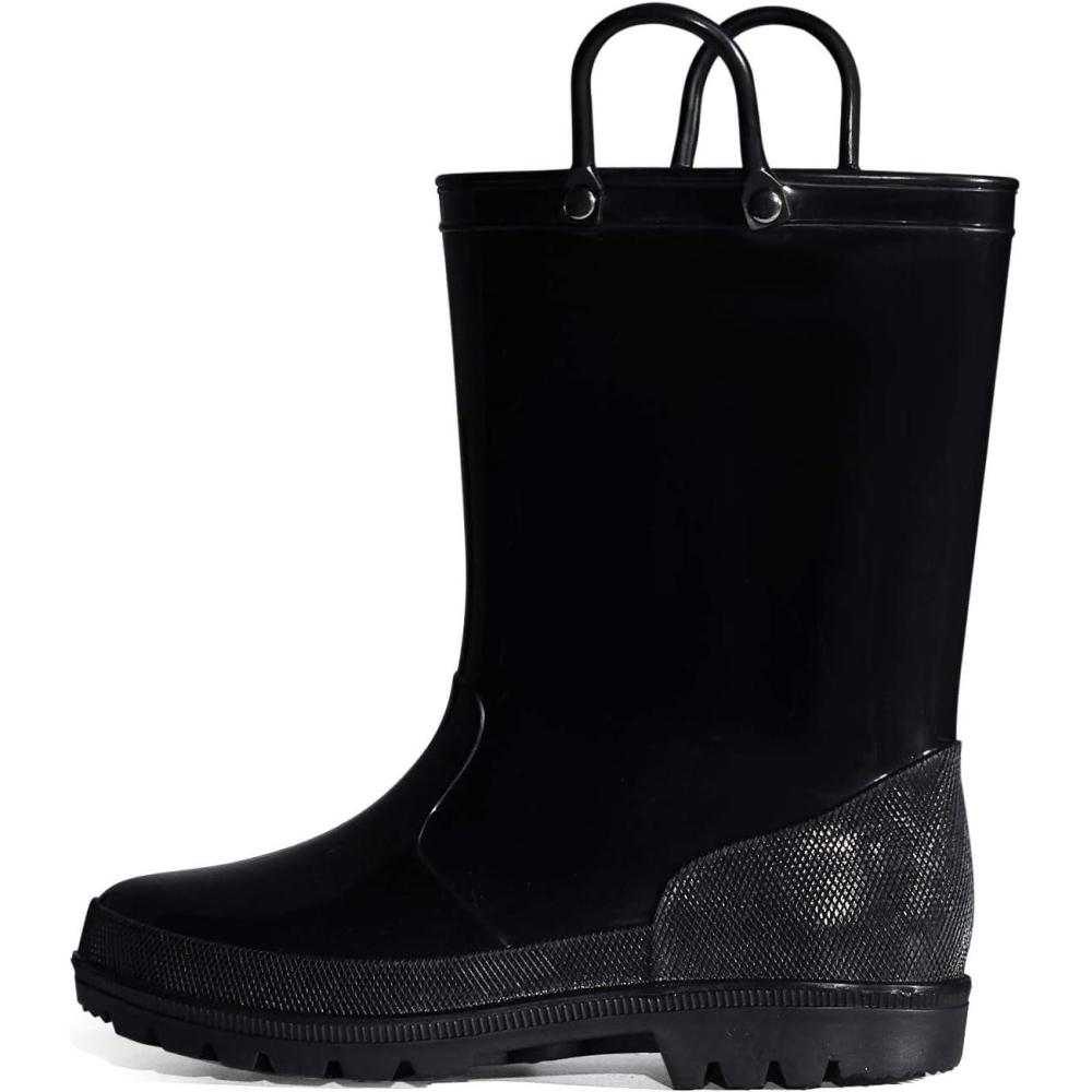 imageK KomForme Kids Girls ampamp Boys Rain Boots with Easyon Handles Waterproof OutdoorsBlack