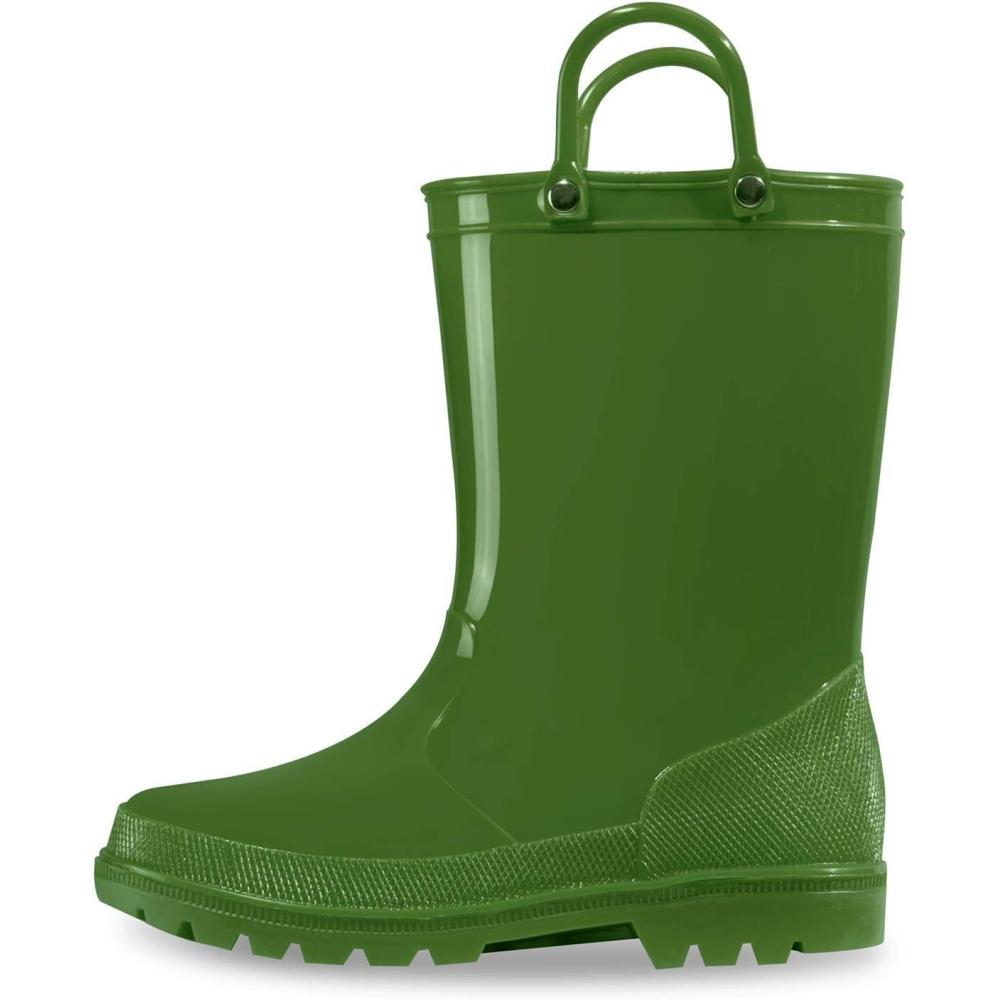 imageK KomForme Kids Girls ampamp Boys Rain Boots with Easyon Handles Waterproof OutdoorsOlive Green
