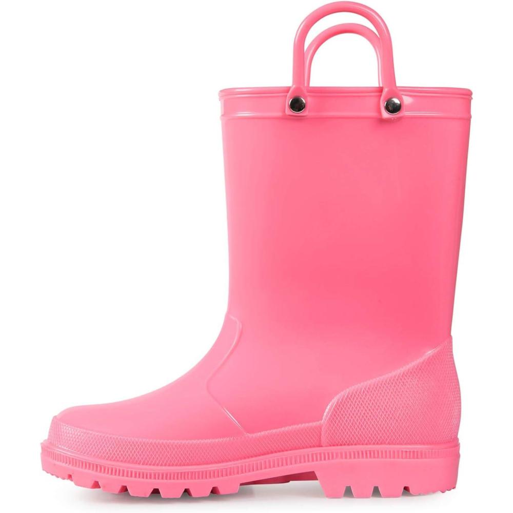 imageK KomForme Kids Girls ampamp Boys Rain Boots with Easyon Handles Waterproof OutdoorsPink
