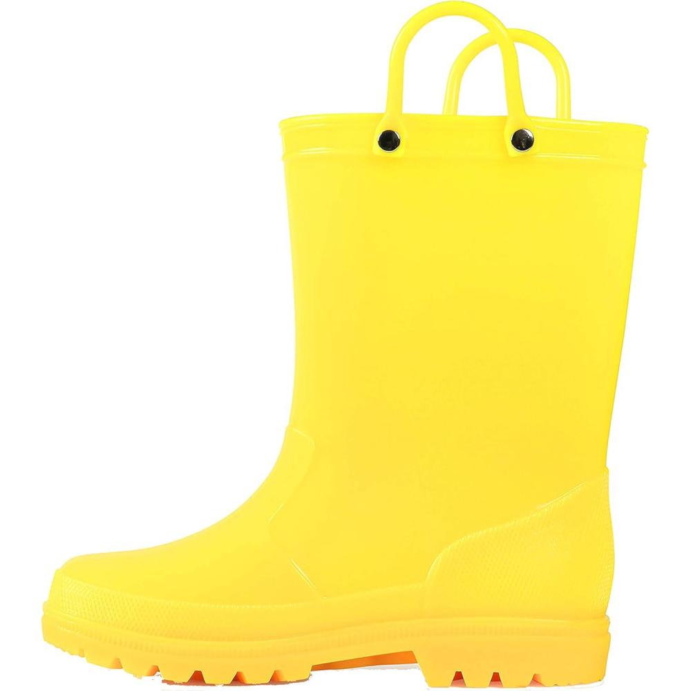 imageK KomForme Kids Girls ampamp Boys Rain Boots with Easyon Handles Waterproof OutdoorsYellow