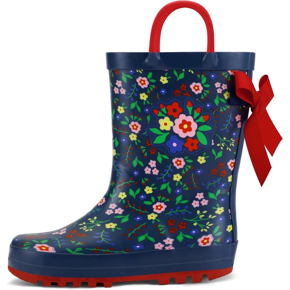 imageK KomForme Kids Rain Boots Waterproof Printed Rubber boots with HandlesBeautiful Garden