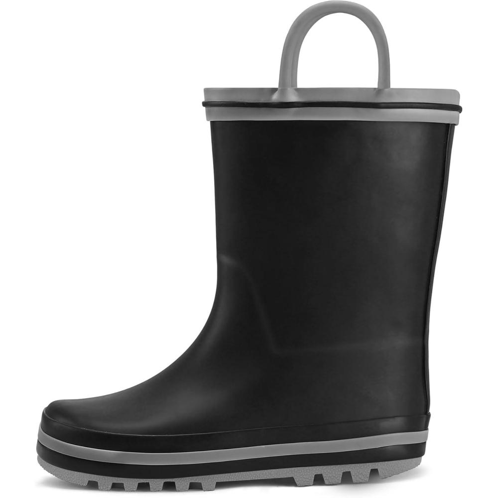 imageK KomForme Kids Rain Boots Waterproof Printed Rubber boots with HandlesBlack