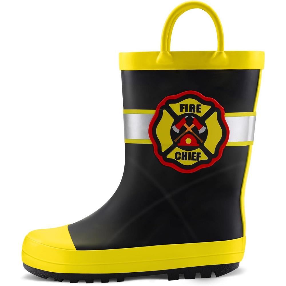 imageK KomForme Kids Rain Boots Waterproof Printed Rubber boots with HandlesFire Chief
