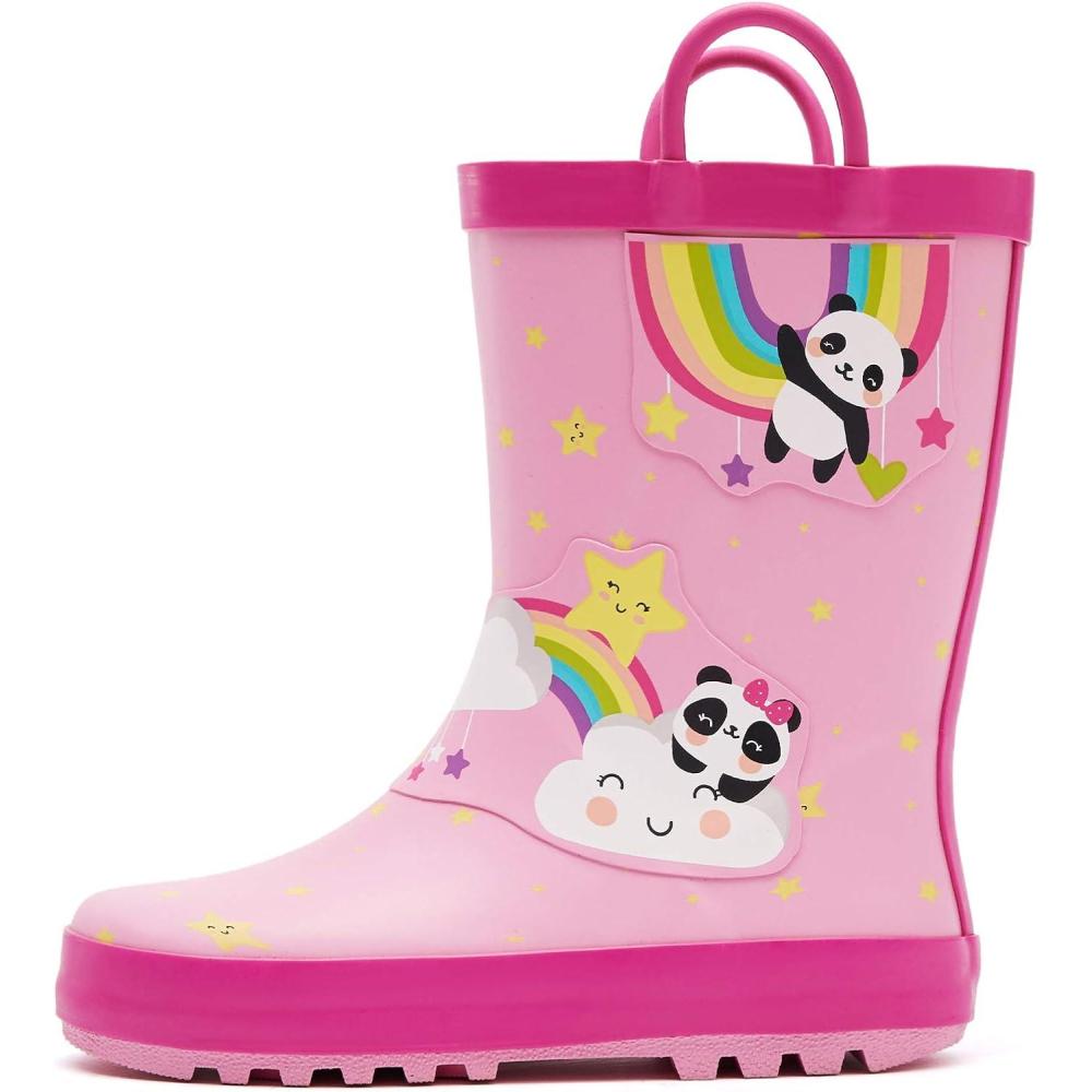 imageK KomForme Kids Rain Boots Waterproof Printed Rubber boots with HandlesPink Panda