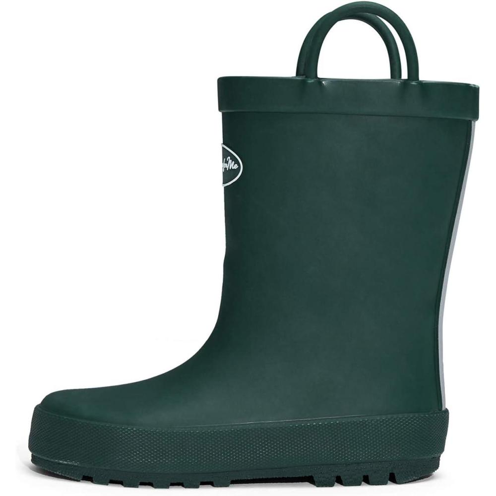 imageK KomForme Kids Rain Boots Waterproof Rubber Matte Boots with Easyon HandlesDark Green