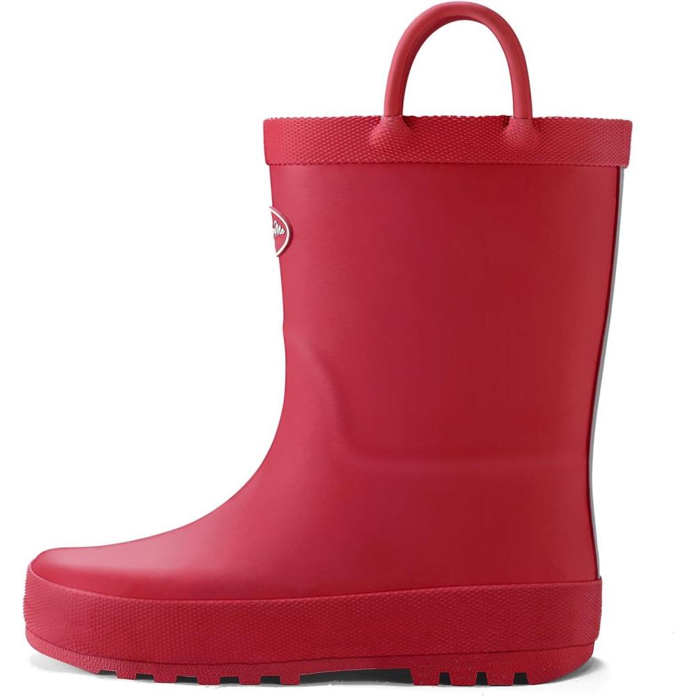 imageK KomForme Kids Rain Boots Waterproof Rubber Matte Boots with Easyon HandlesRed