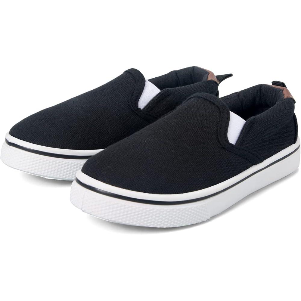 imageK KomForme Kids Shoes Toddlers Canvas Sneakers Slip on Walking Tennis Shoes for Boys GirlsToddlerLittle KidsBig KidsBlack