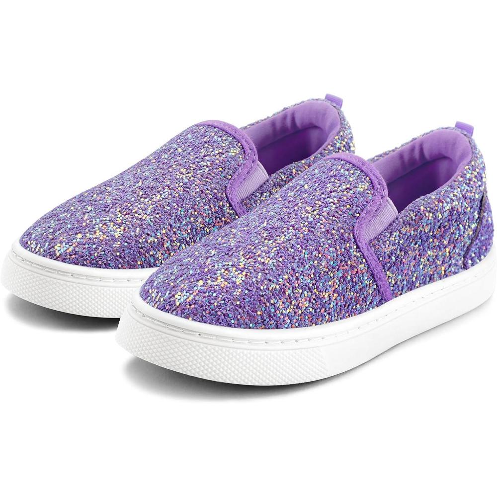 imageK KomForme Kids Shoes Toddlers Canvas Sneakers Slip on Walking Tennis Shoes for Boys GirlsToddlerLittle KidsBig KidsPurple Glitter
