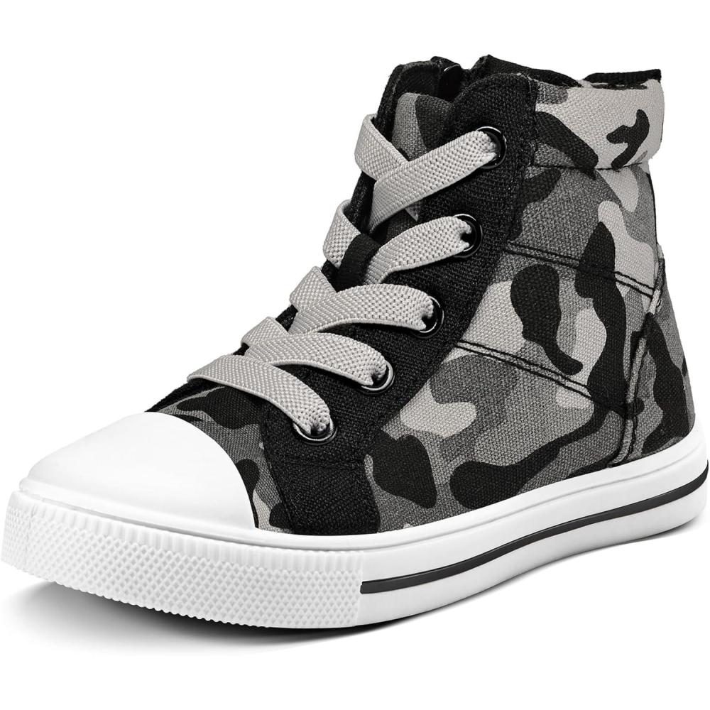imageK KomForme Kids Sneakers for Boys and Girls Toddler Canvas High Top Walking Causal Shoes with ZipperCamouflage Black