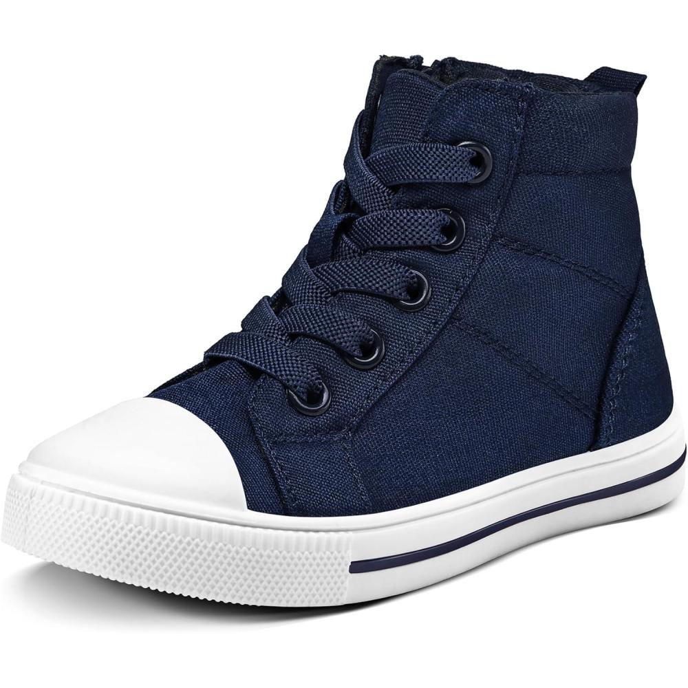 imageK KomForme Kids Sneakers for Boys and Girls Toddler Canvas High Top Walking Causal Shoes with ZipperNavy