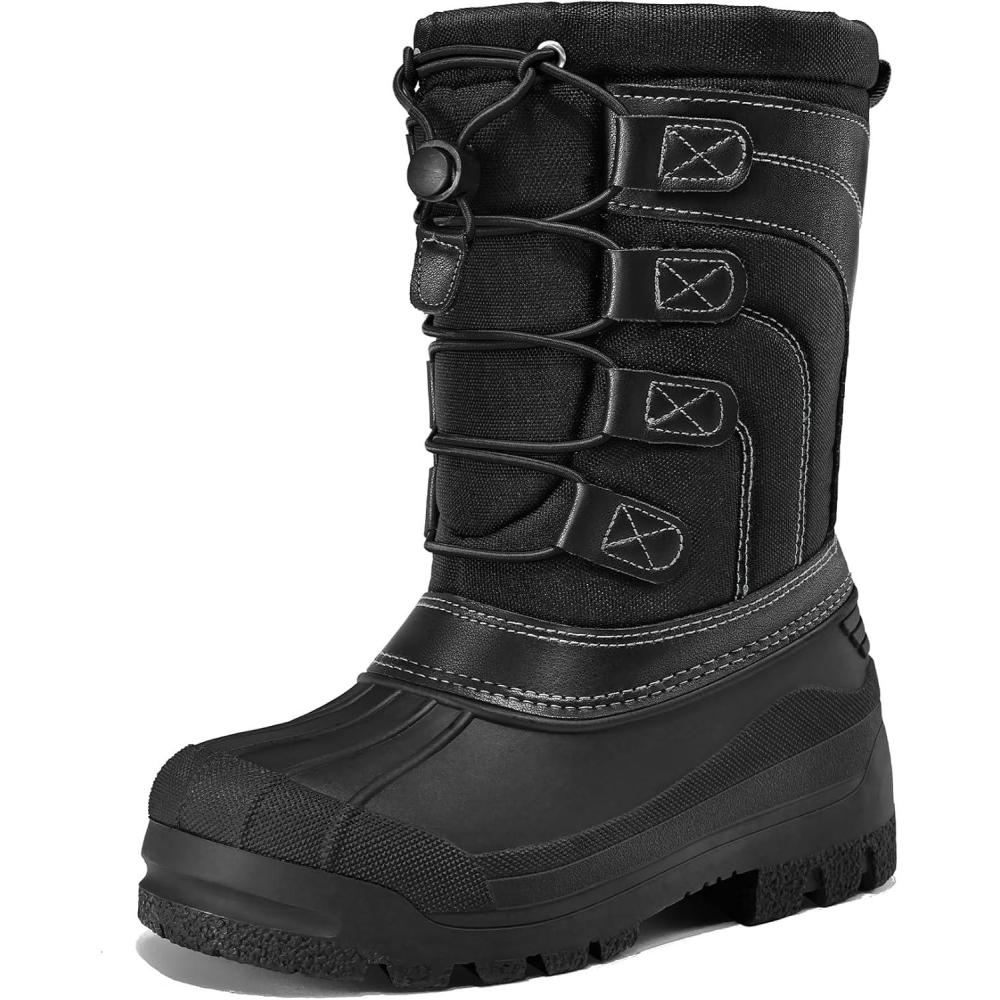imageK KomForme Snow Boots for Boys Insulated Waterproof Fur Lined Warm Shoes for Outdoor ToddlerLittle KidBig KidBlack