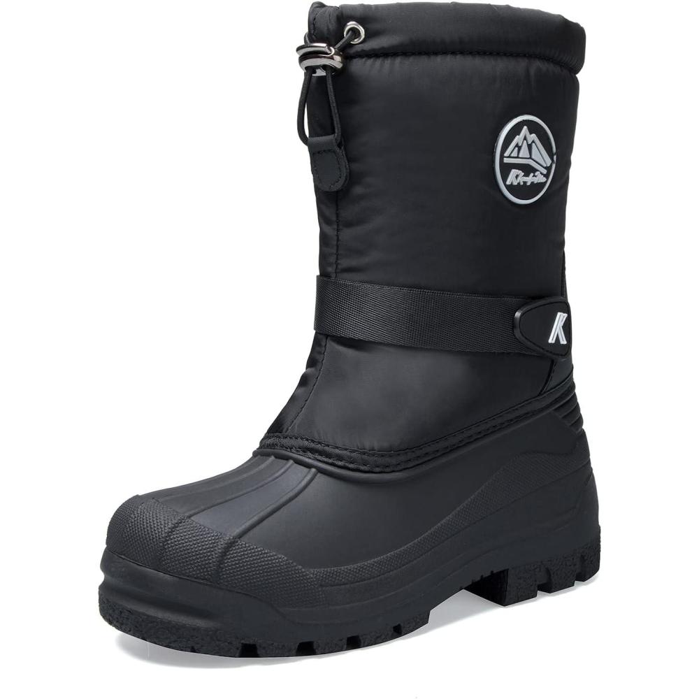 imageK KomForme Snow Boots for Boys ampamp Girls Warm Waterproof Slip Resistant Winter Shoes ToddlerLittle KidBig KidBlackk