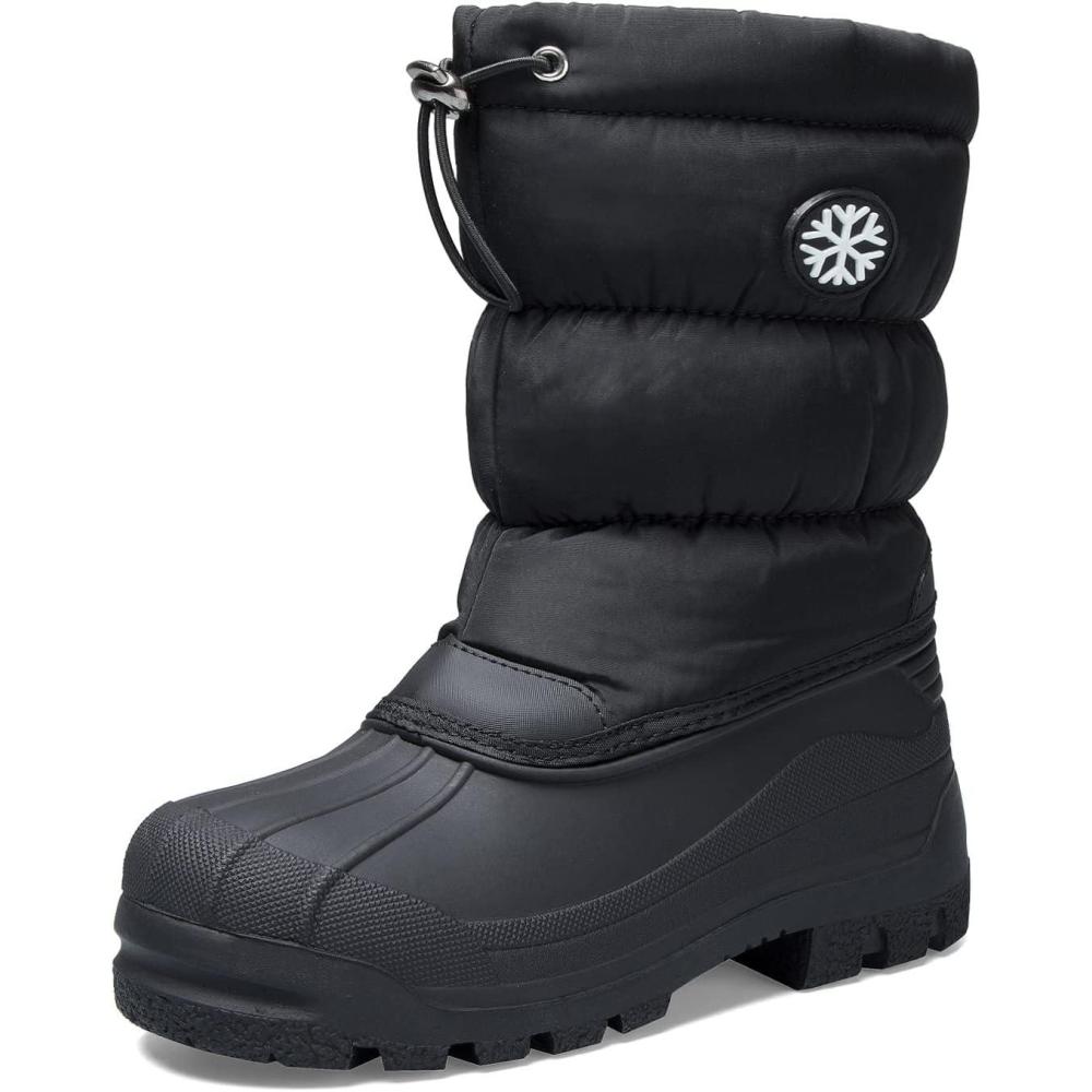 imageK KomForme Snow Boots for Boys ampamp Girls Warm Waterproof Slip Resistant Winter Shoes ToddlerLittle KidBig KidBlacksnow