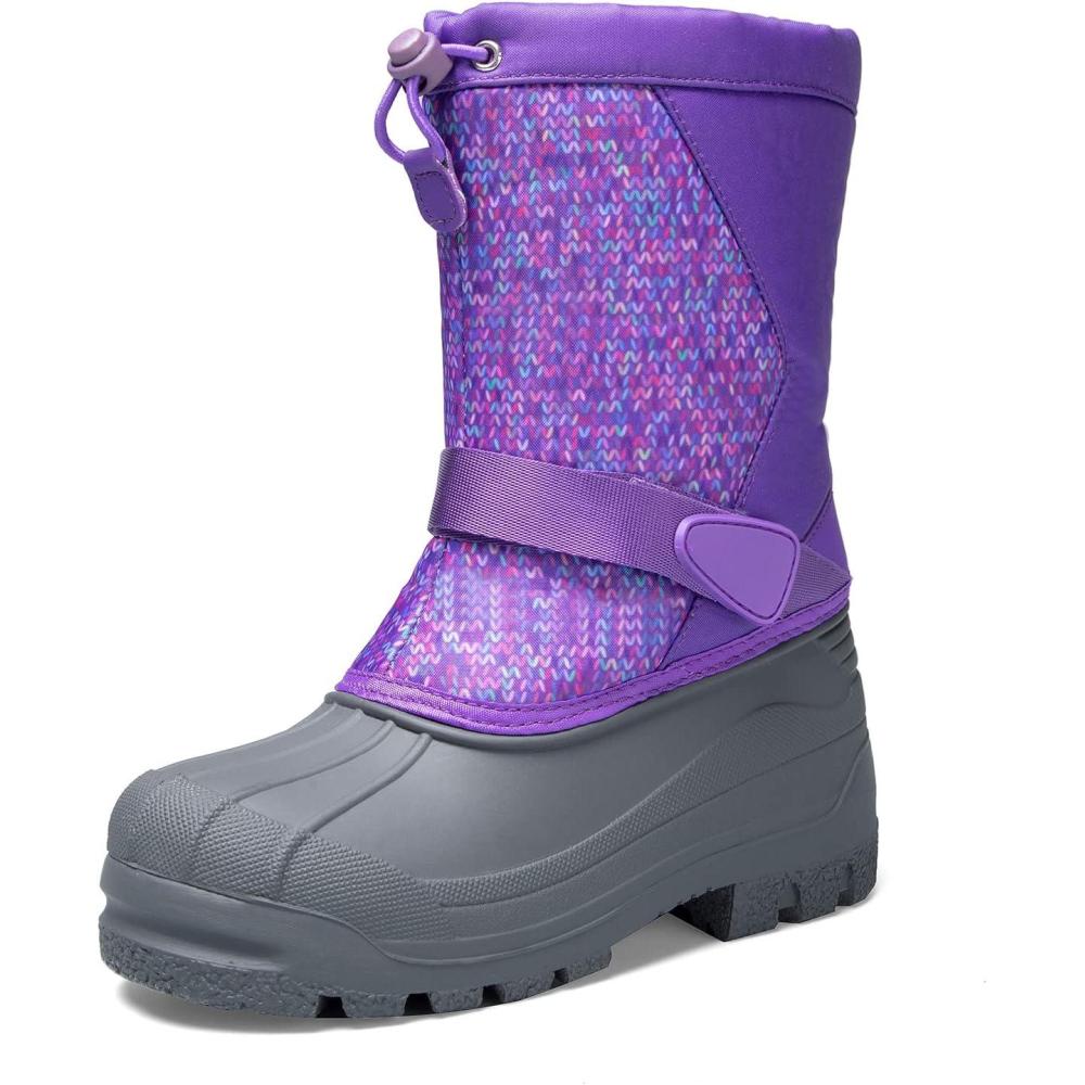 imageK KomForme Snow Boots for Boys ampamp Girls Warm Waterproof Slip Resistant Winter Shoes ToddlerLittle KidBig KidPurple