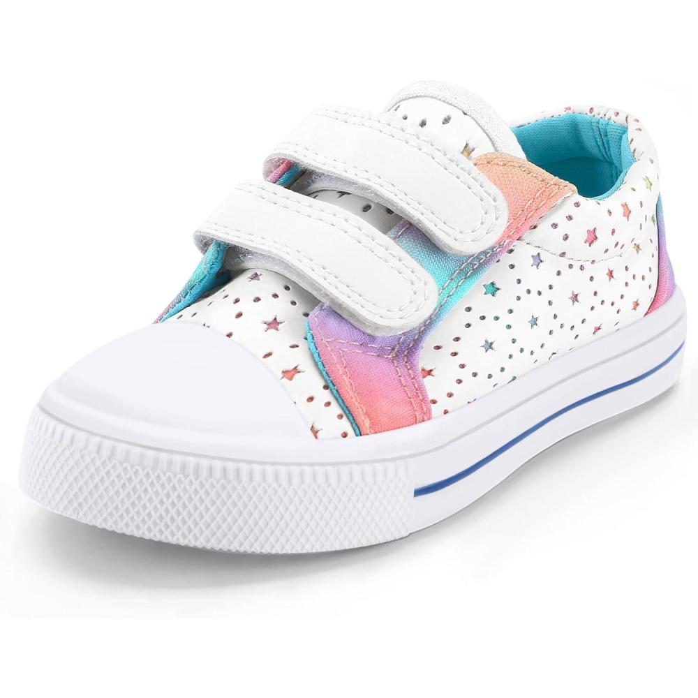 imageK KomForme Toddler Boys ampamp Girls Shoes Kids Canvas Sneakers with Cartoon Dual Hook and LoopsHollow Star