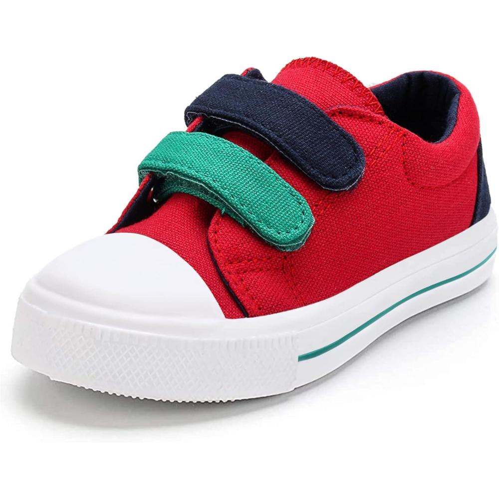 imageK KomForme Toddler Boys ampamp Girls Shoes Kids Canvas Sneakers with Cartoon Dual Hook and LoopsRed