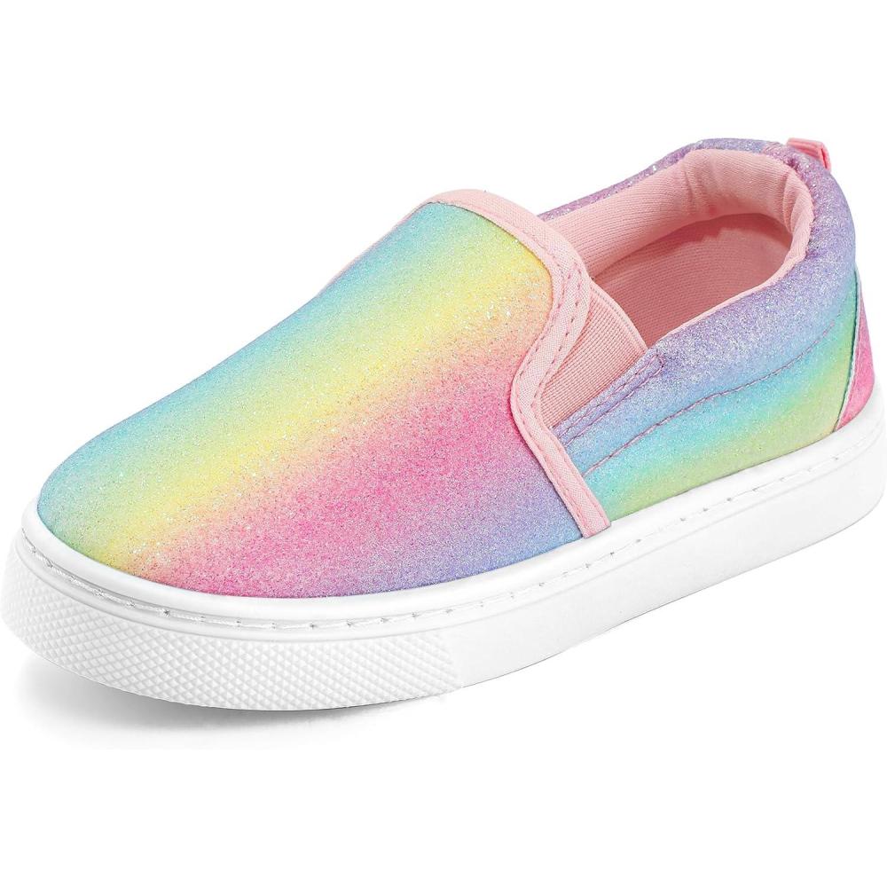 imageK KomForme Toddler Girls Boys Shoes Little Kids Slip on Canvas Sneakers for RunningWalkingGradient Glitter